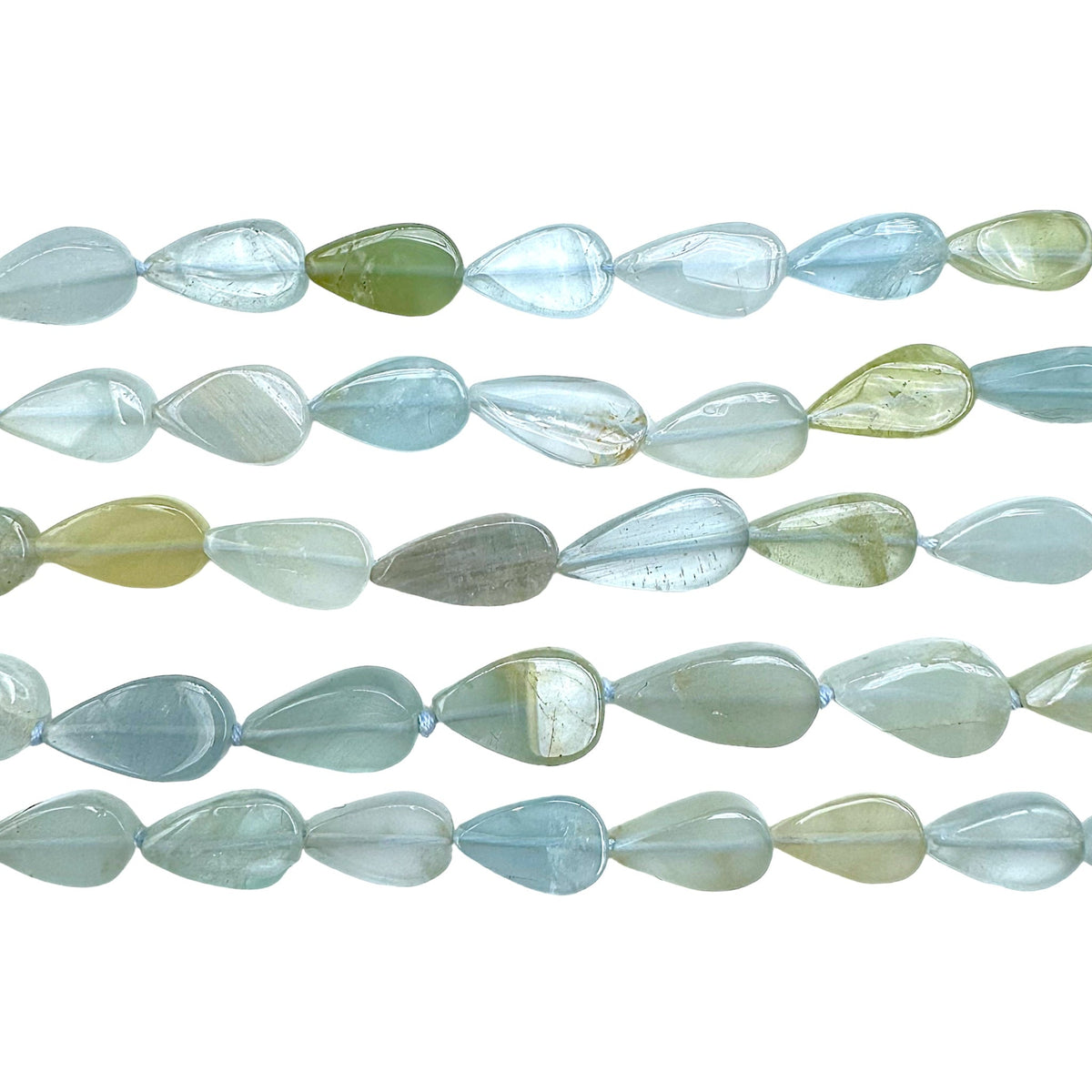 Fil pierre goutte plate en Aigue marine - Foliesbijoux