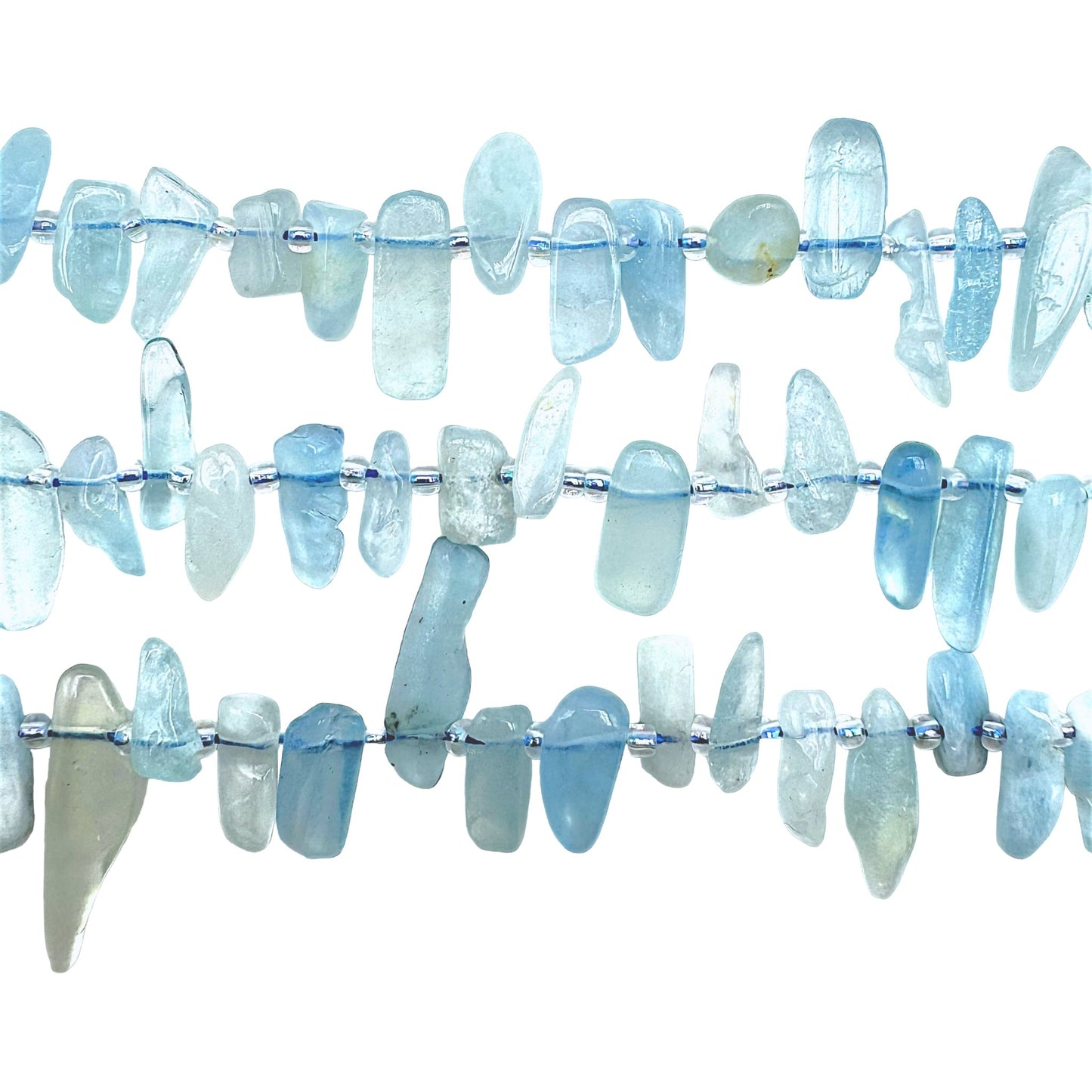 Fil pierre aléatoire en Aigue marine 8 x 16 mm - Foliesbijoux