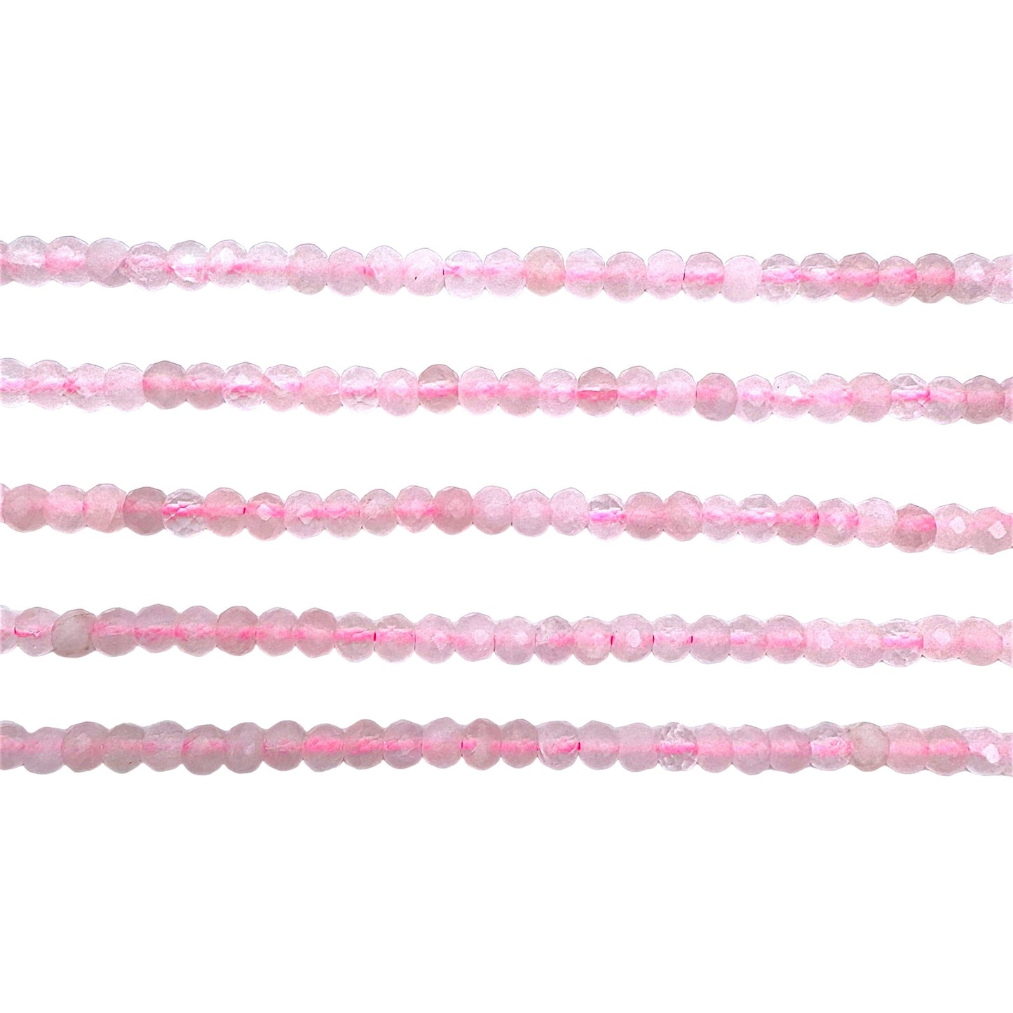 Fil de perles rondelles facettées Quartz rose 3x4 mm - Foliesbijoux