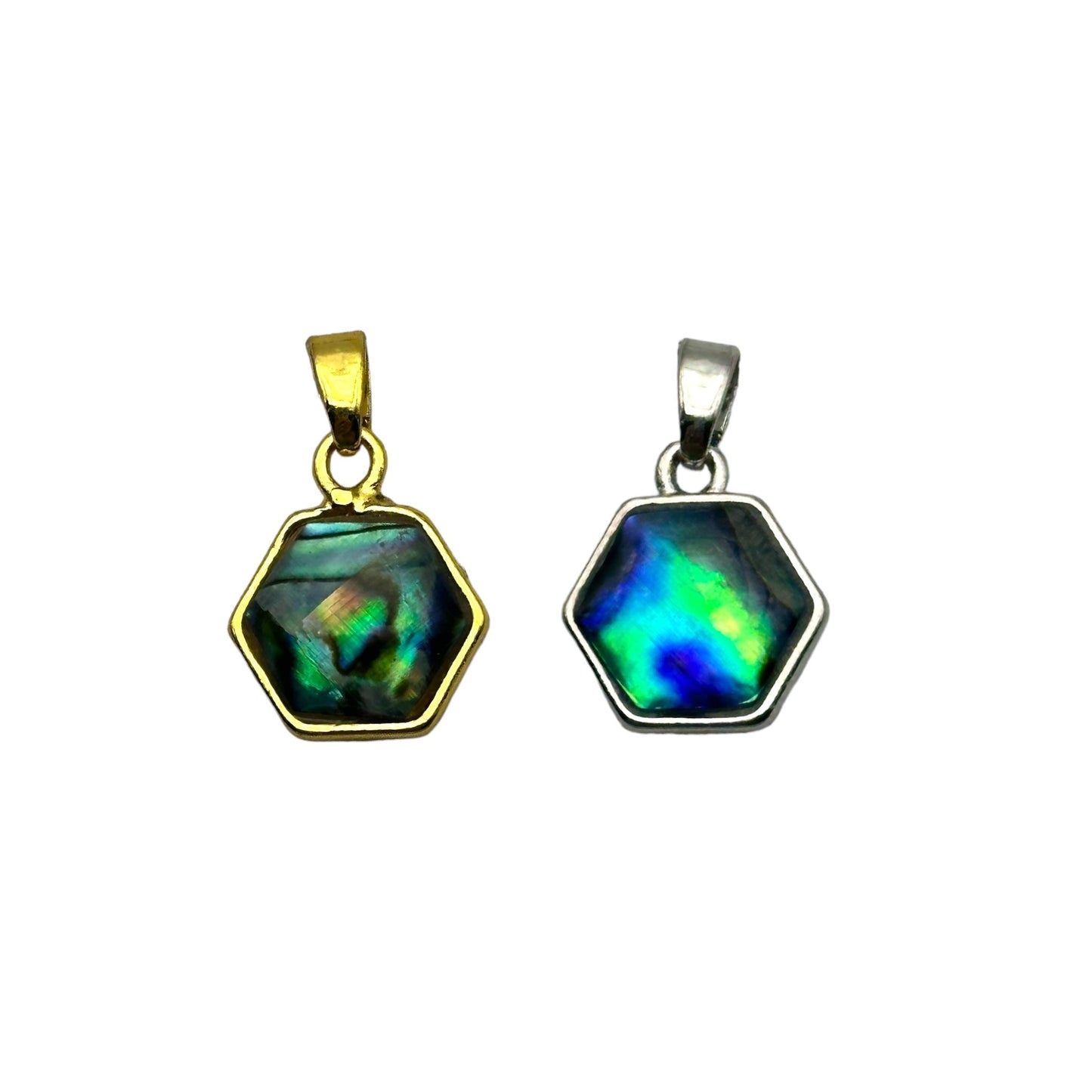 Pendentif nacre abalone hexagone 1 x 1 cm - Foliesbijoux