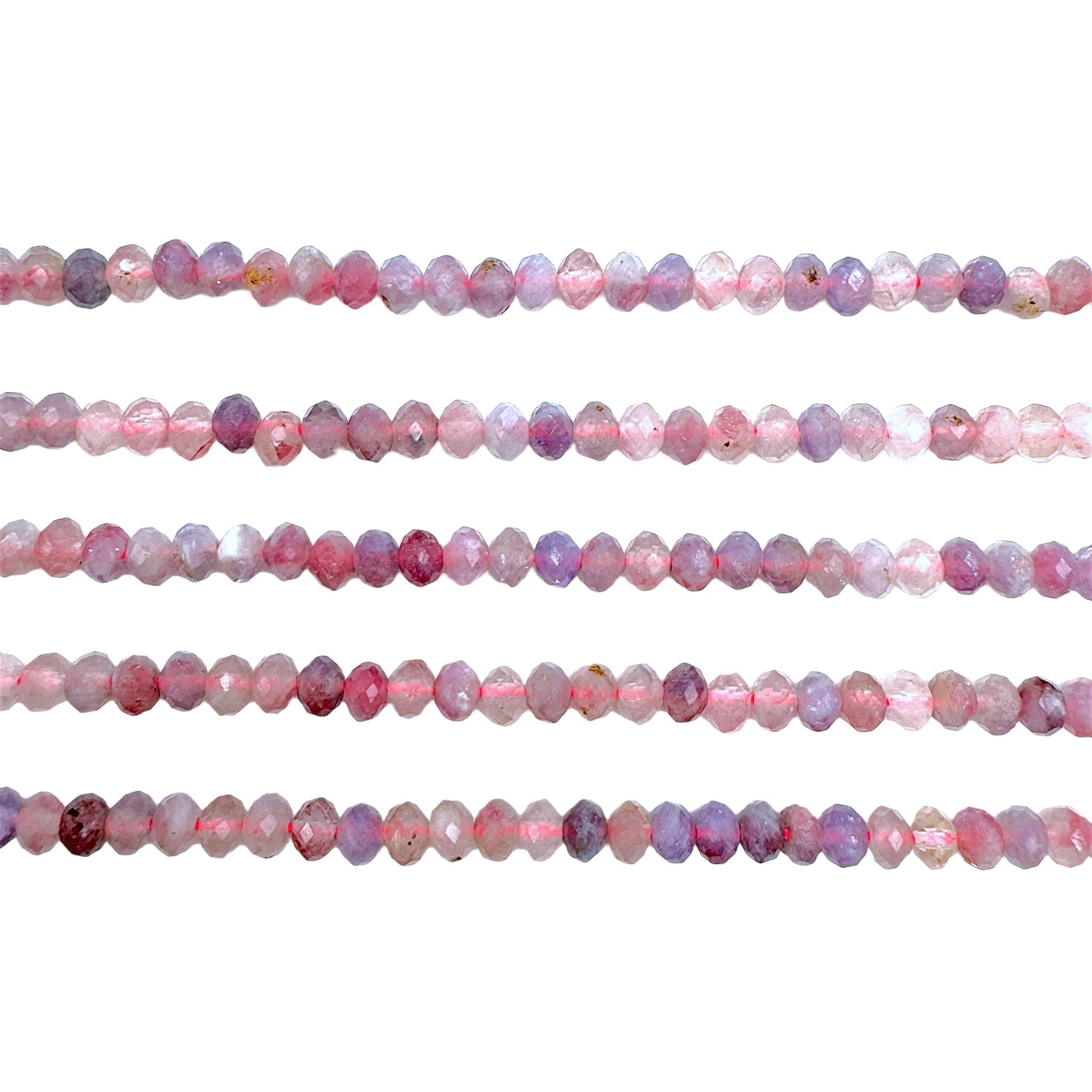 Fil de perles rondelles facettées Tourmaline rose 3x4 mm - Foliesbijoux