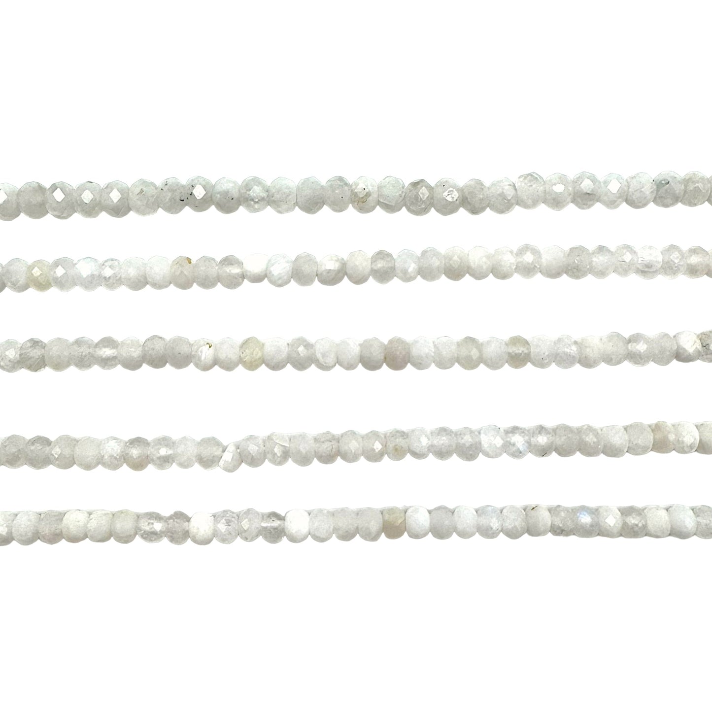 Fil de perles rondelles facettées Pierre de lune bleutee 3x4 mm - Foliesbijoux