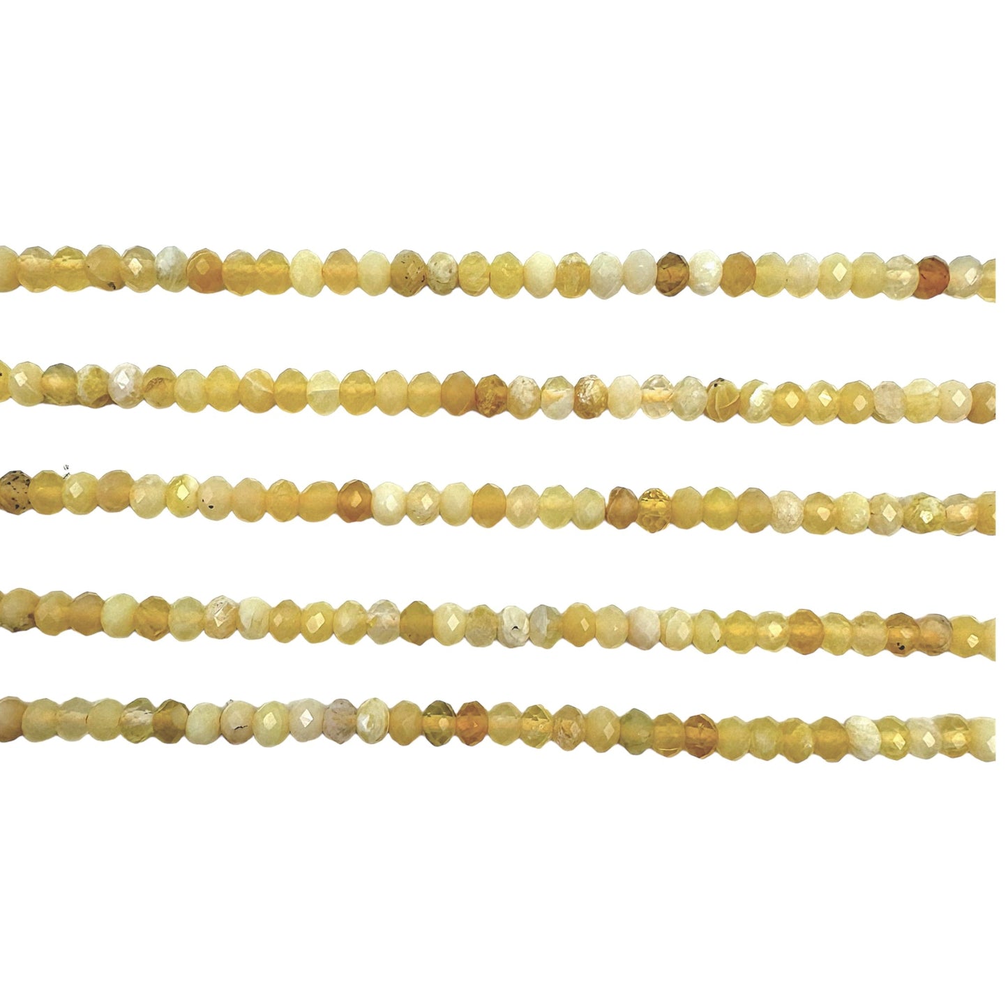 Fil de perles rondelles facettées Opale jaune 3x4 mm - Foliesbijoux