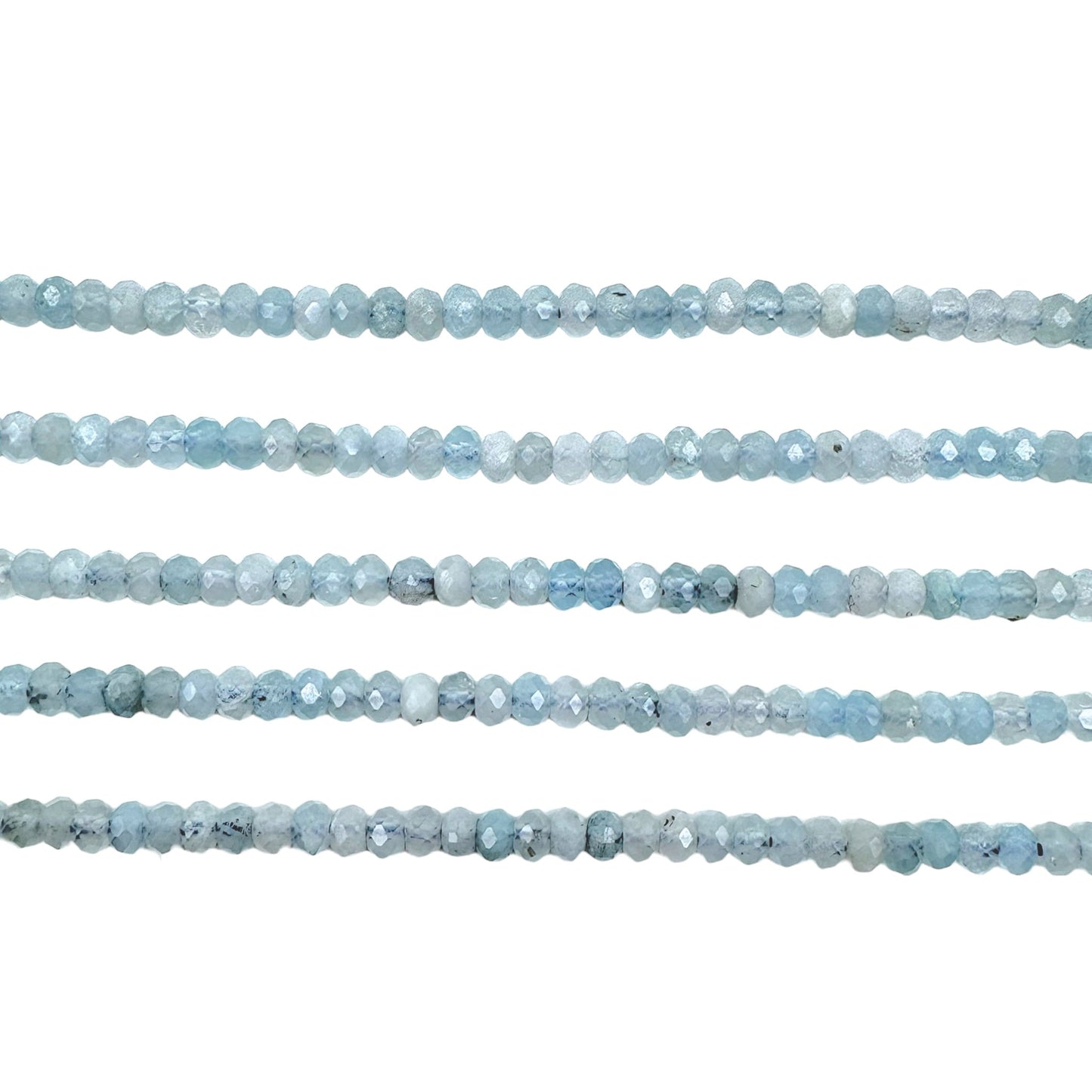 Fil de perles rondelles facettées Aigue marine 3x4 mm - Foliesbijoux