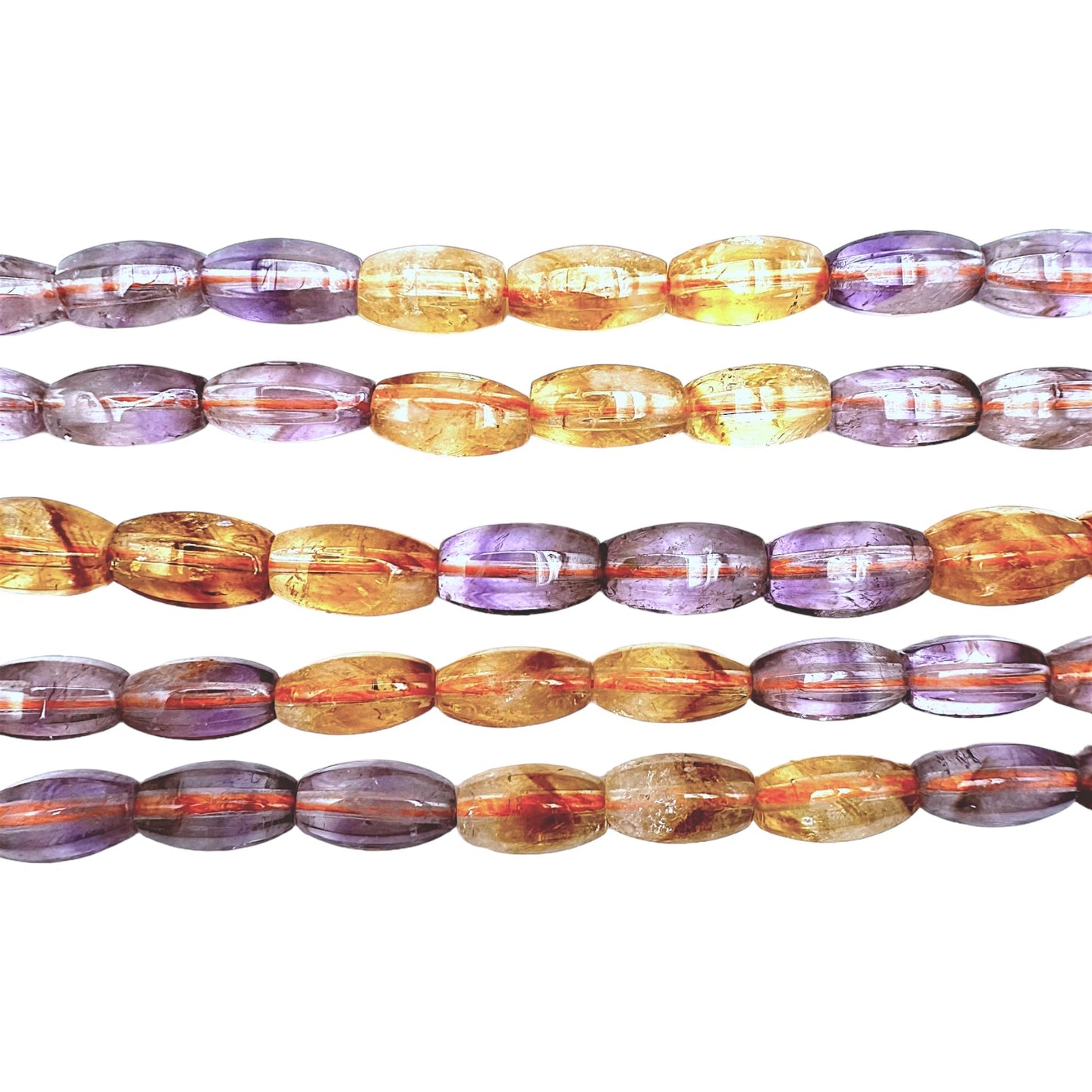 Fil de perle ovale en Améthyste-Citrine chauffée Amétrine 6x12 mm A - Foliesbijoux