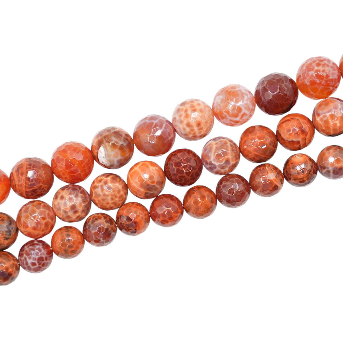 Fil de perles Agate de feu facettée ronde (Taille 20/18/16 mm)