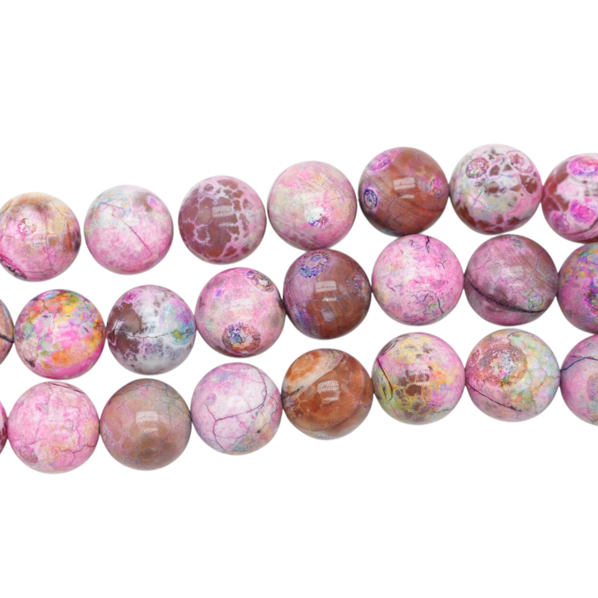 Fil de perle Jaspe rose veine chauffé 20 mm