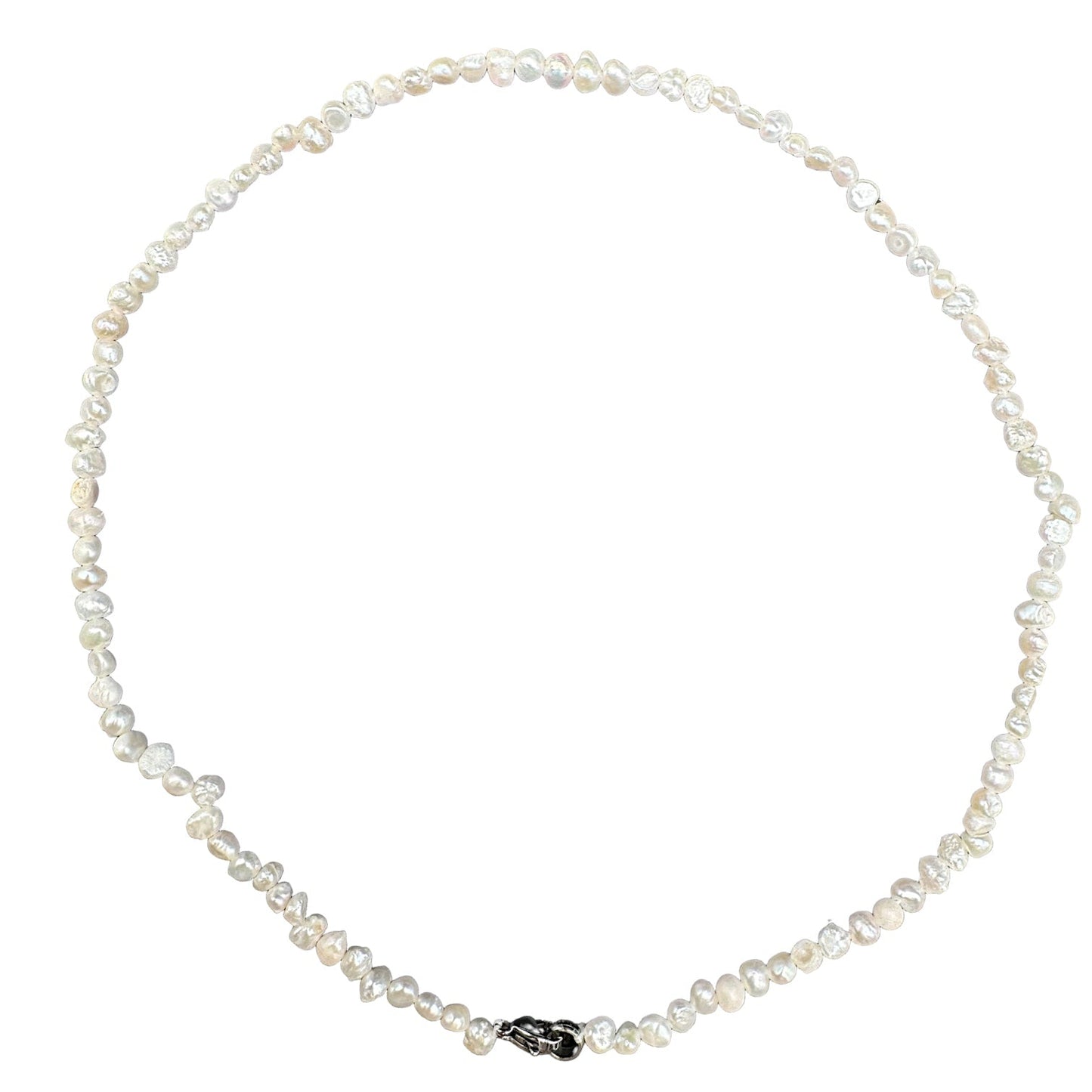 Collier en perles d’eau douce 3-4mm en acier argenté #104 - Foliesbijoux