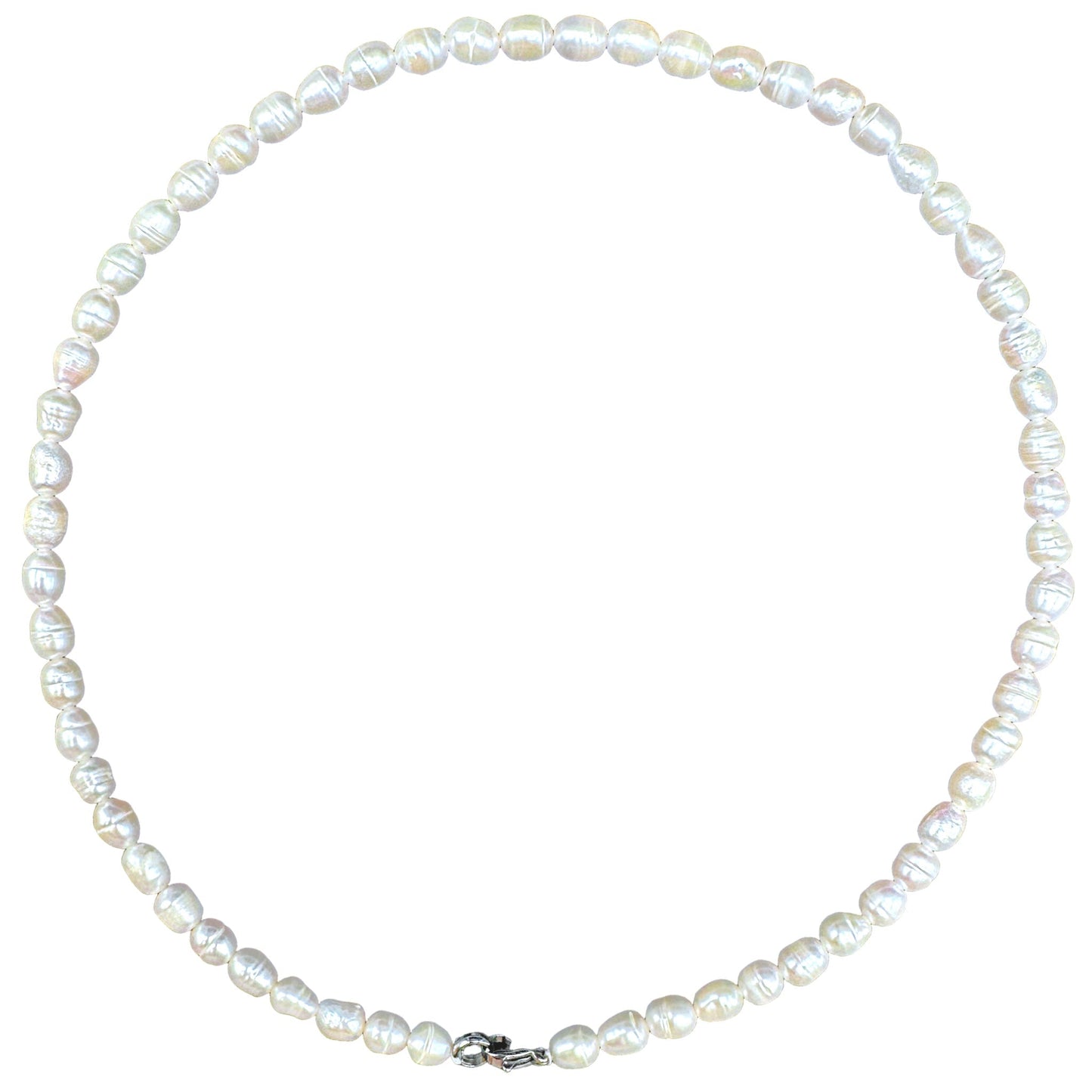 Collier en perles d’eau douce 5-6 en acier argenté #59 - Foliesbijoux