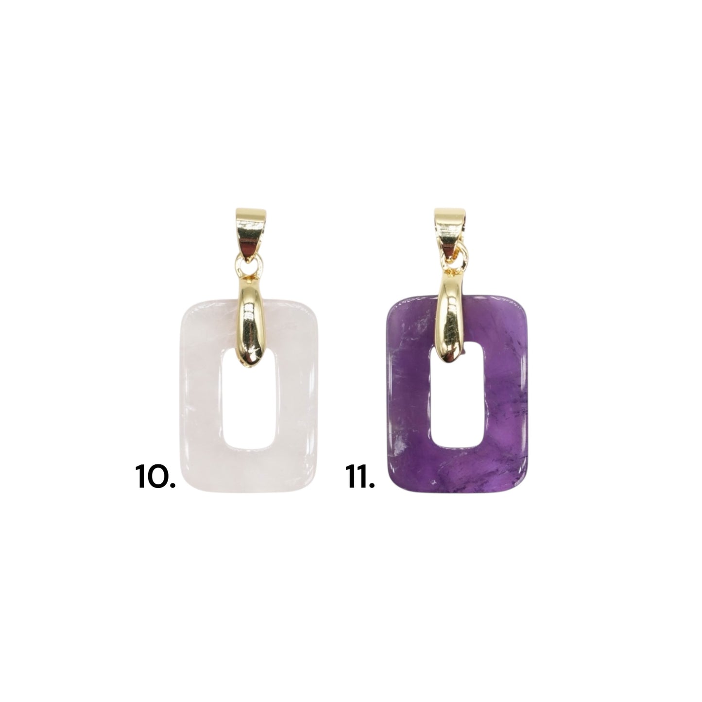 Rounded Rectangular Pendant 15x20 mm — Gold or silver bail (11 stones available)