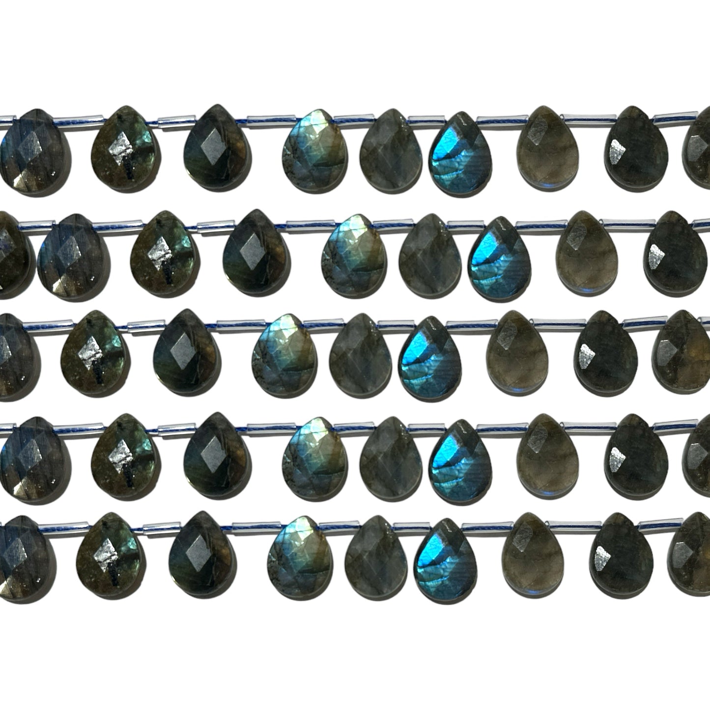 Lot de 22 pendentifs labradorite goutte facetté plate - Foliesbijoux