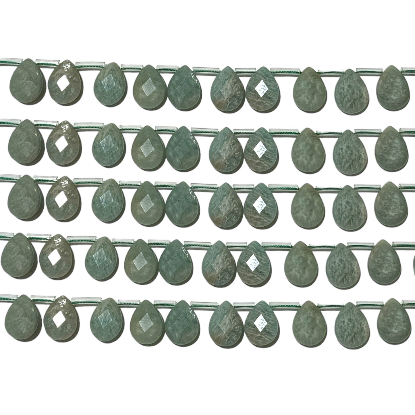 Lot de 22 pendentifs Amazonite goutte facetté plate 13x18mm - Foliesbijoux