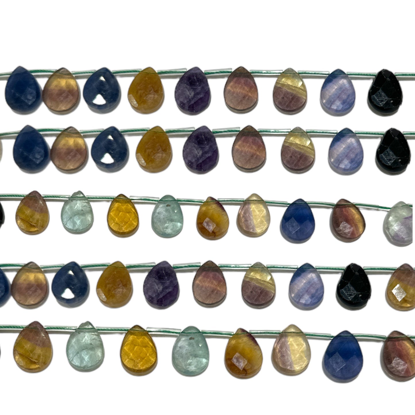 Lot de 22 pendentifs Fluorine goutte facetté plate 13x18mm - Foliesbijoux