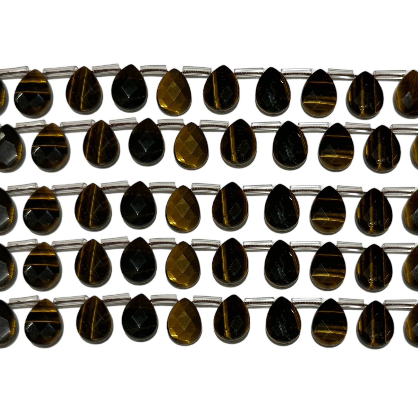 Lot de 22 pendentifs oeil de tigre goutte facetté plate 13x18mm - Foliesbijoux