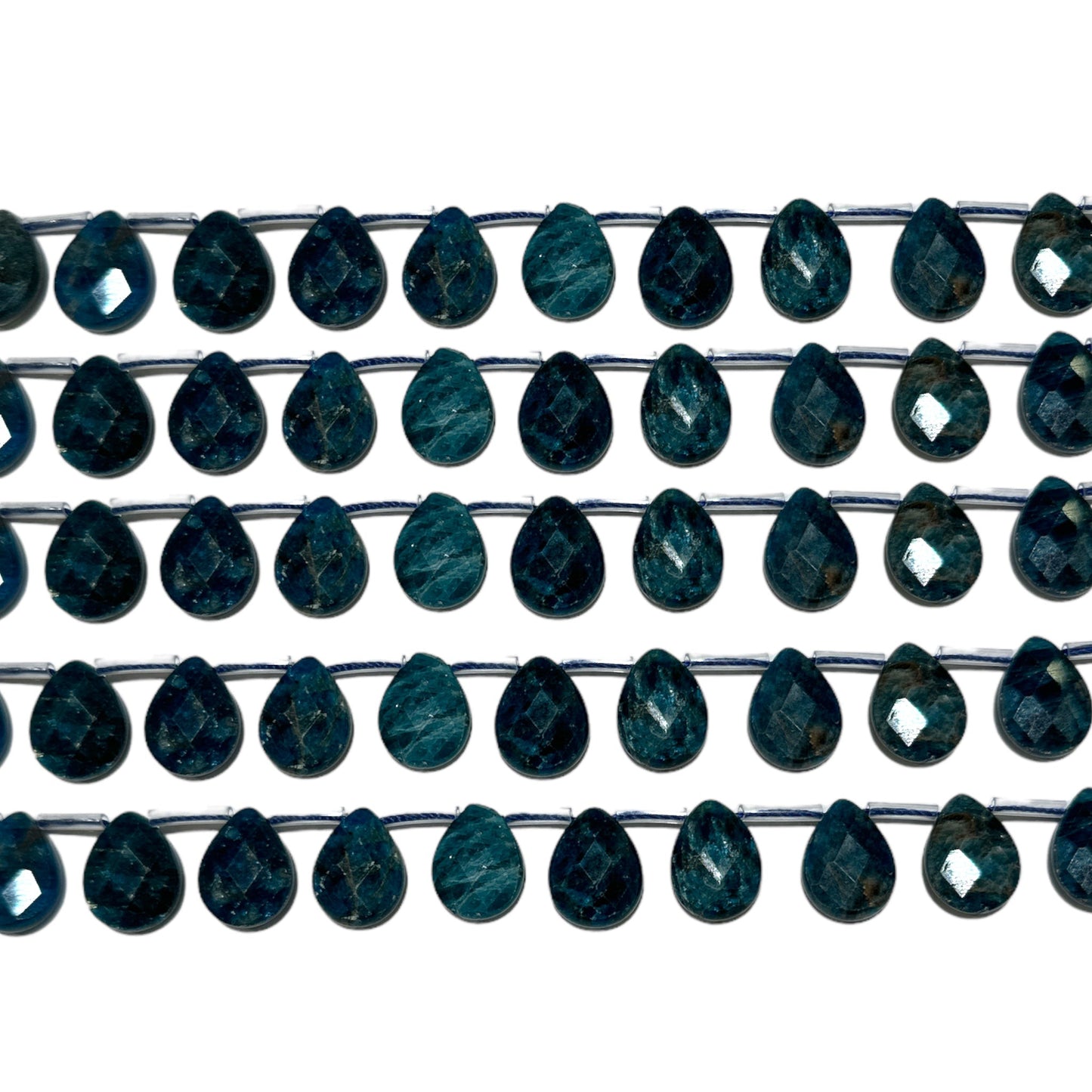 Lot de 22 pendentifs apatite bleue goutte facetté plate 13x18mm - Foliesbijoux