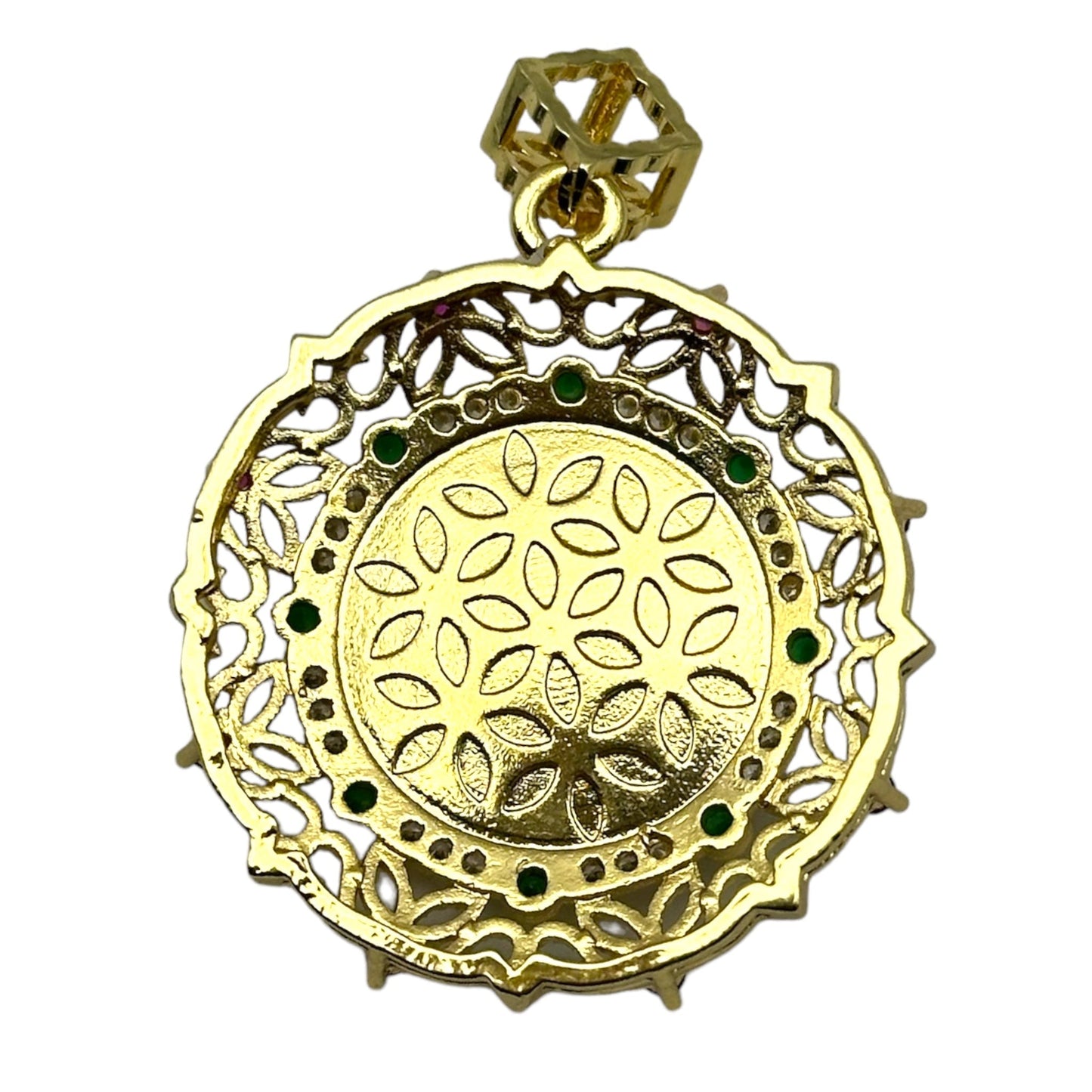 Pendentif médaillon reine fleur de vie nacre - Foliesbijoux