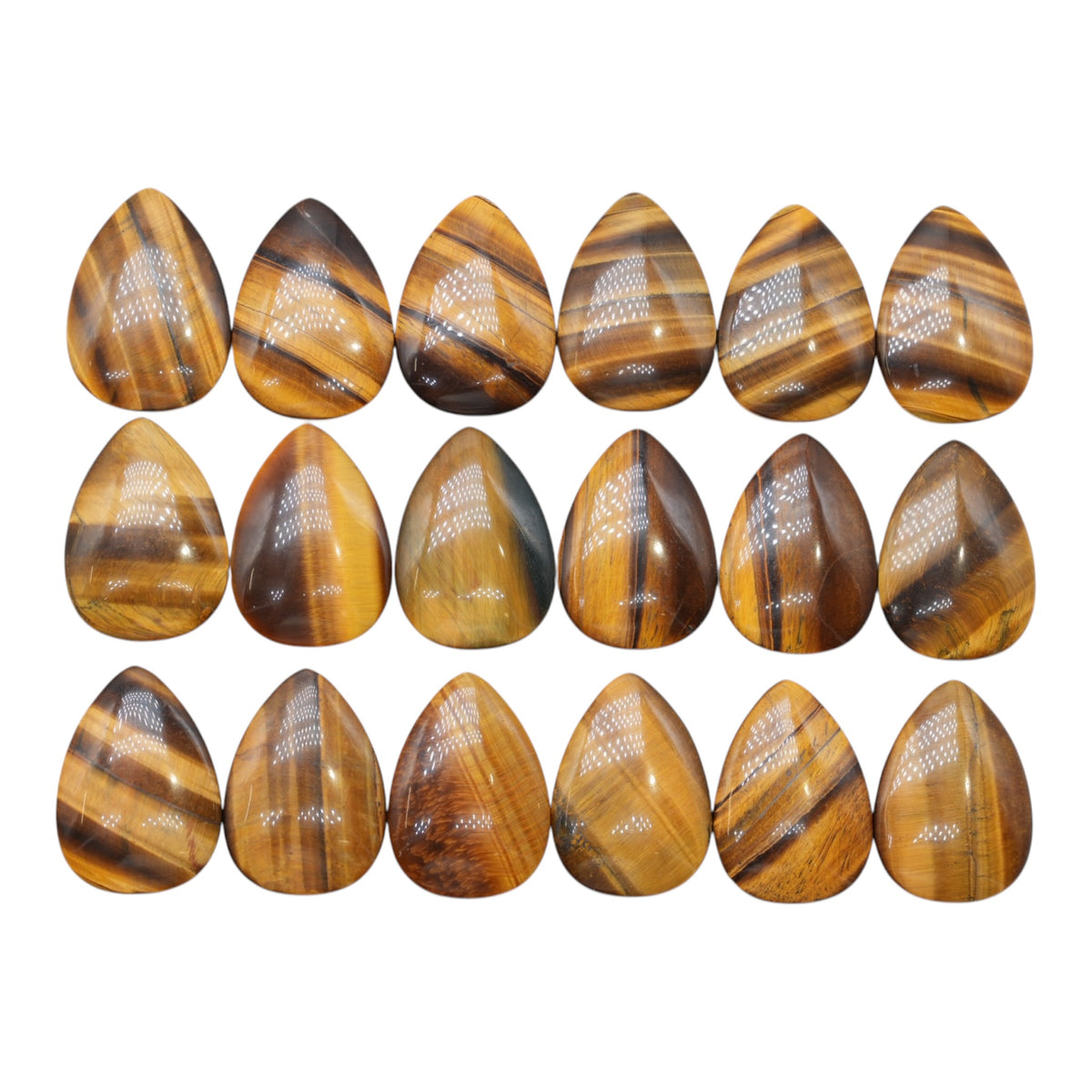 Lot de 18 pendentif Cabochon goutte Œil de tigre AAA 18x25 mm
