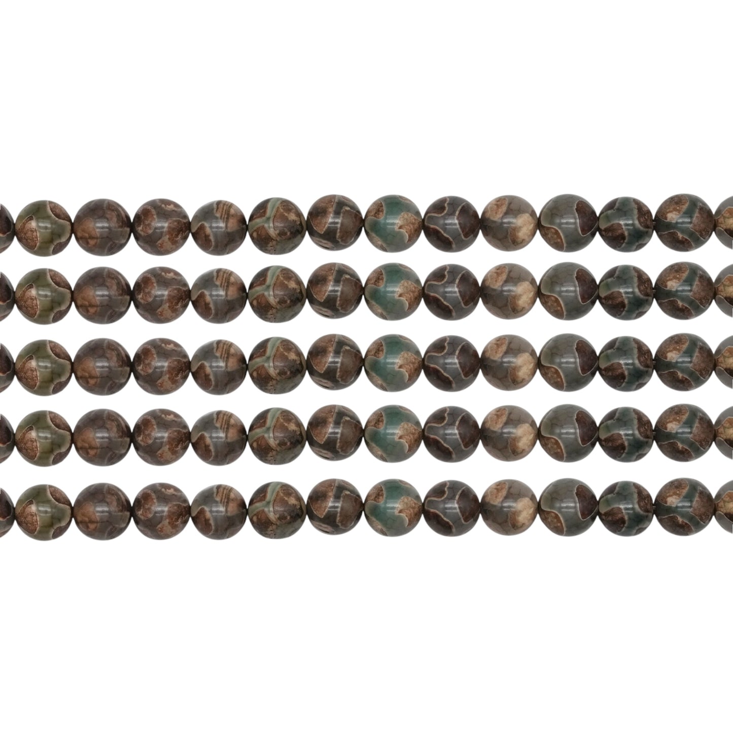 Fil de perle Agate du Tibet Dzi matte #53 - Foliesbijoux