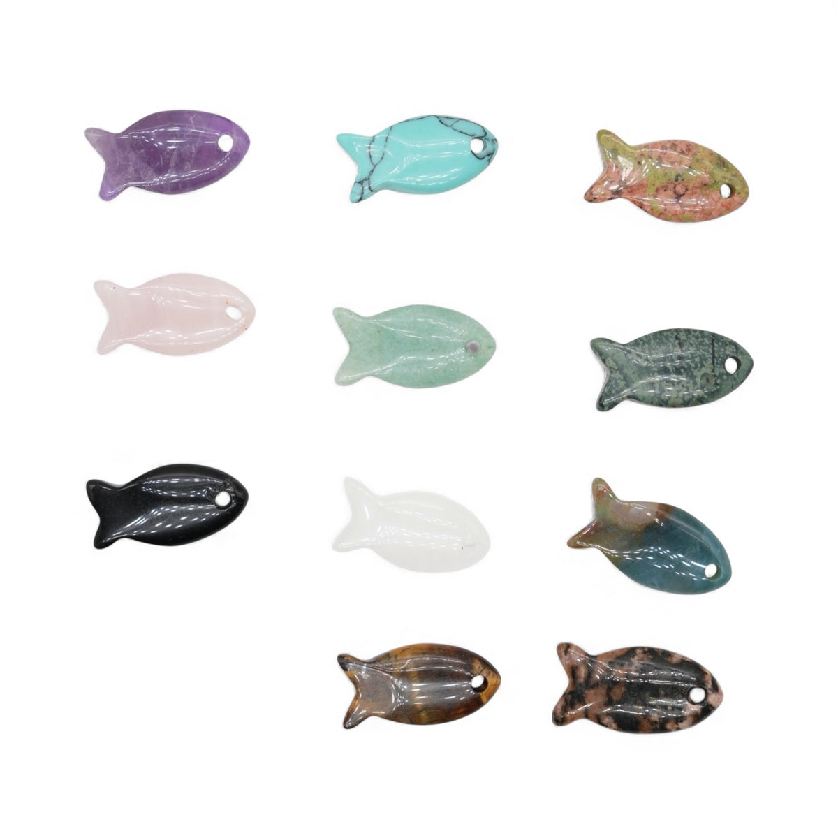 Lot de 5 poissons 2.5x1 cm — trou 2 mm (11 pierres disponible)