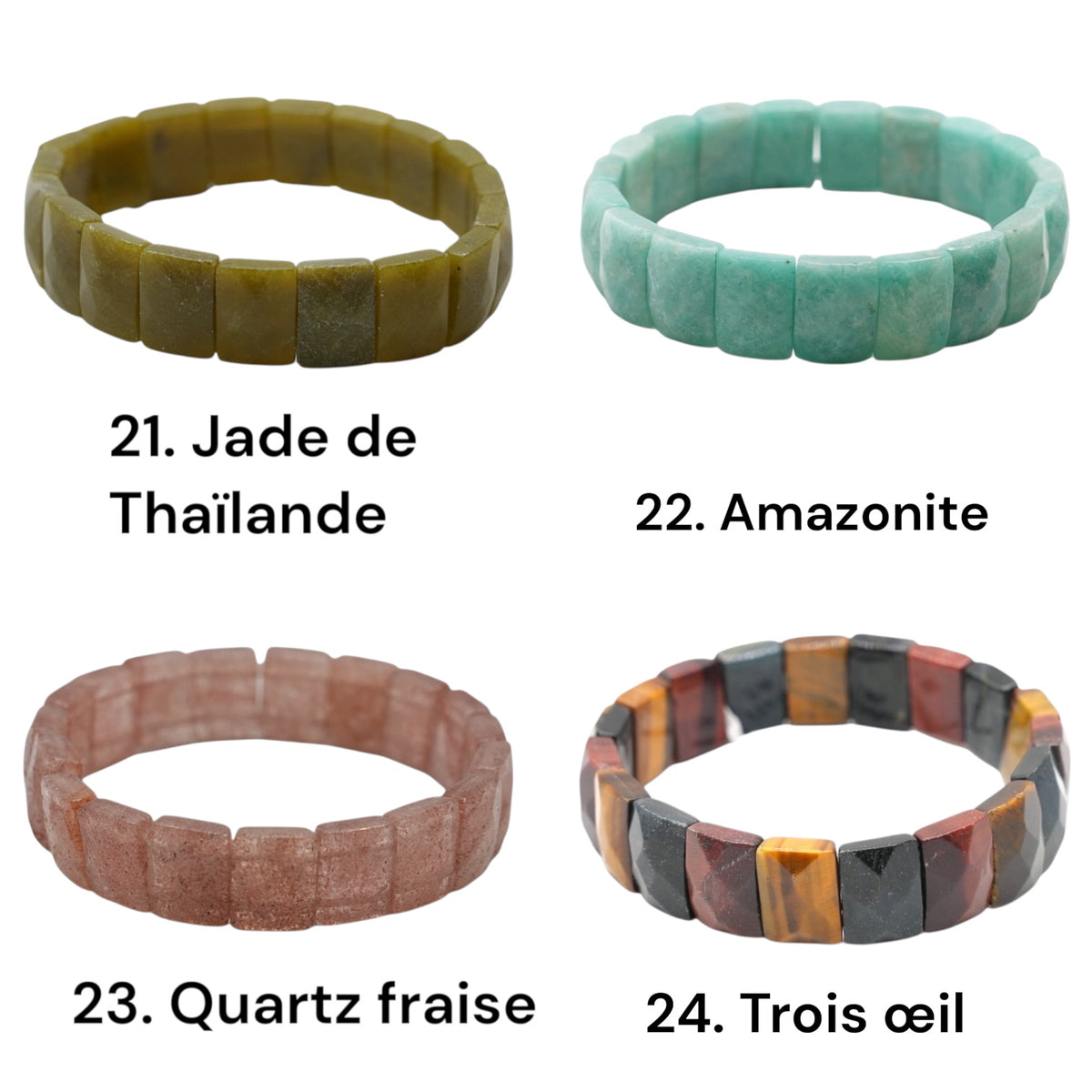 Bracelet à 2 trous facetté AA+ 11x15 mm rectangulaire (26 pierres disponibles) #6 NEW