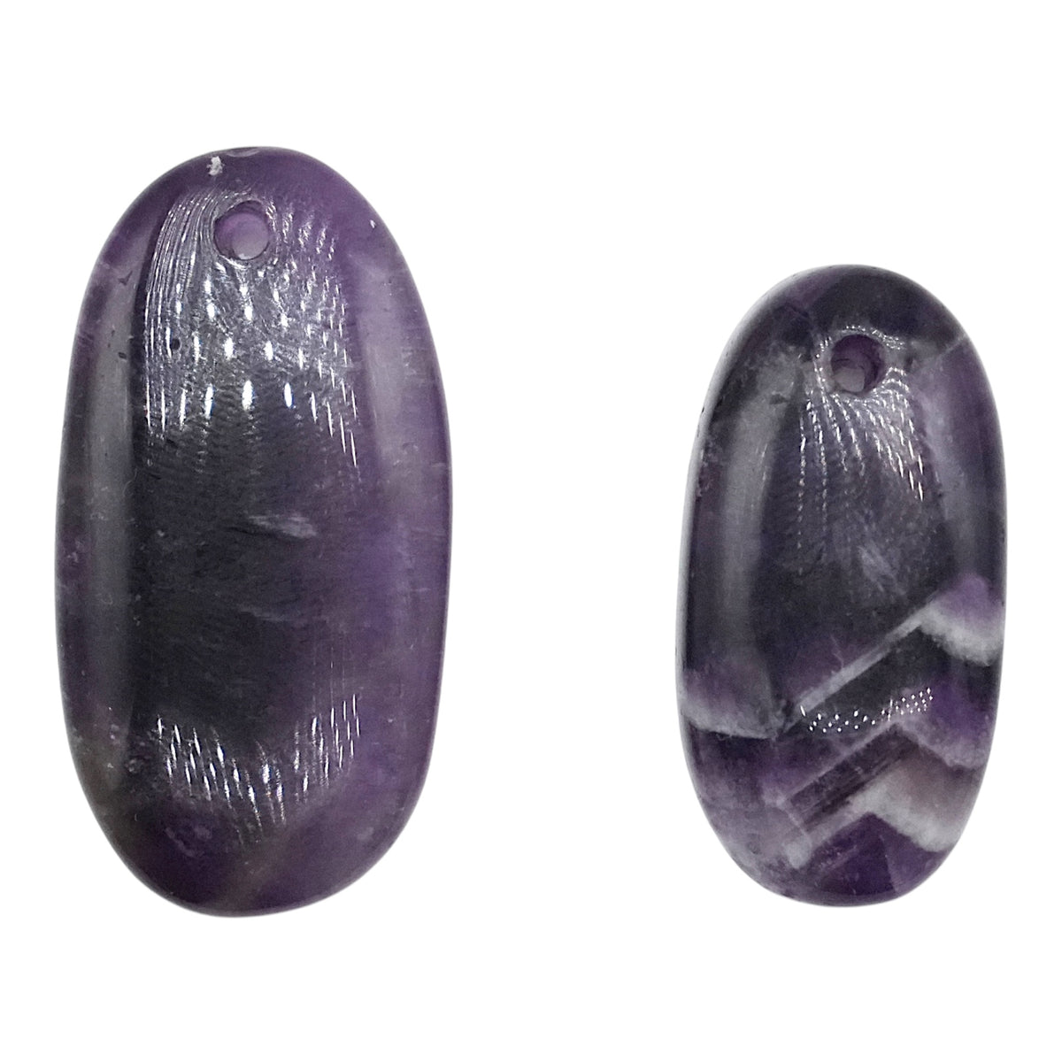 Pendentif Améthyste chevron forme ovale percé devant - Foliesbijoux