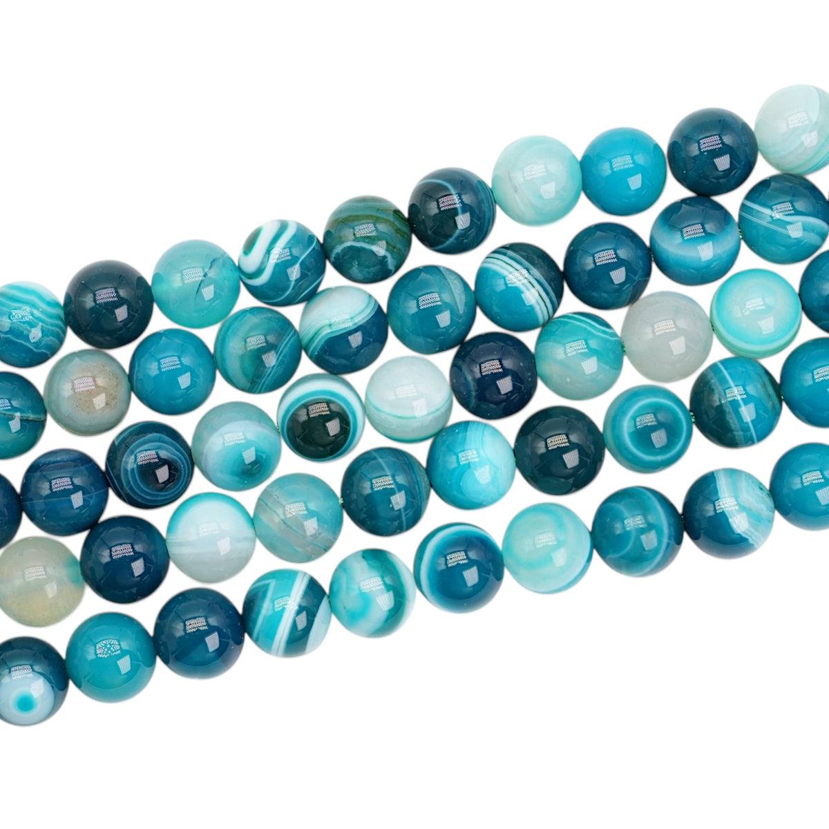 Fil de perle Agate verte/bleue chauffée