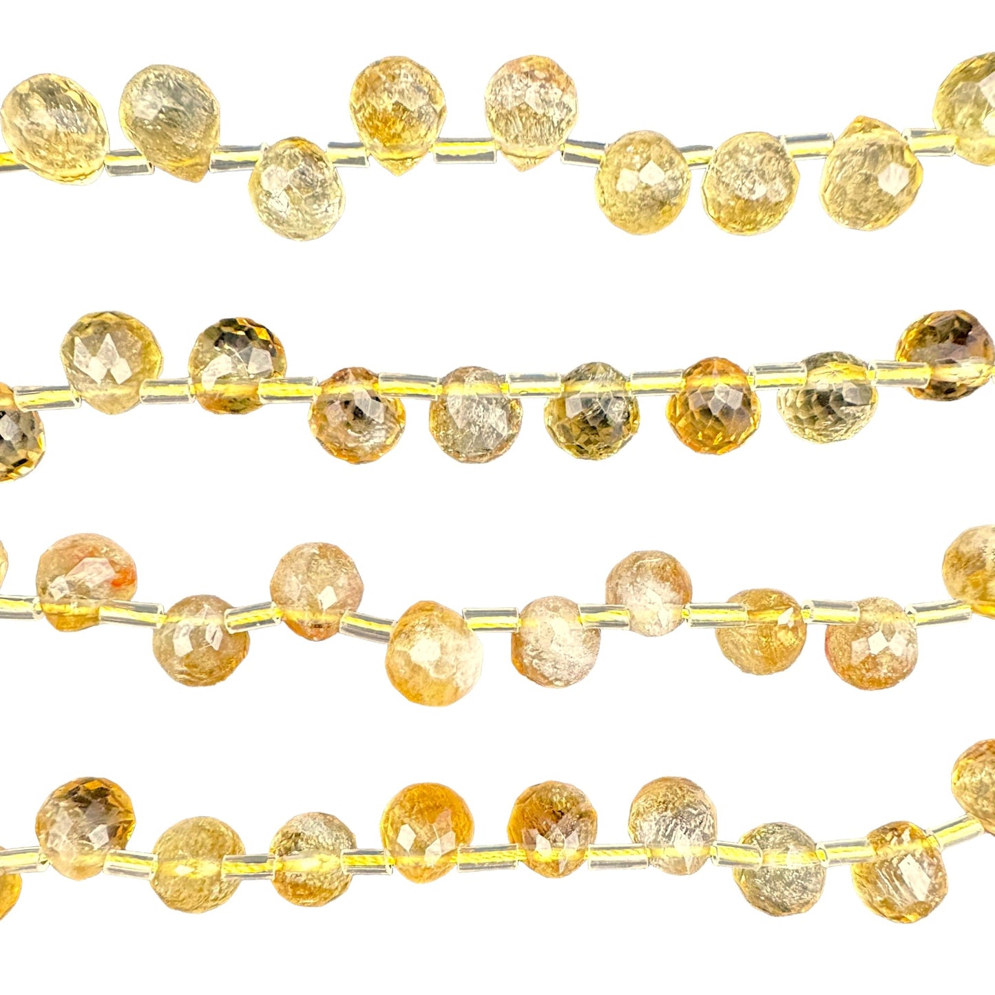 Fil Citrine chauffée goutte facetté 8x10 mm - Foliesbijoux