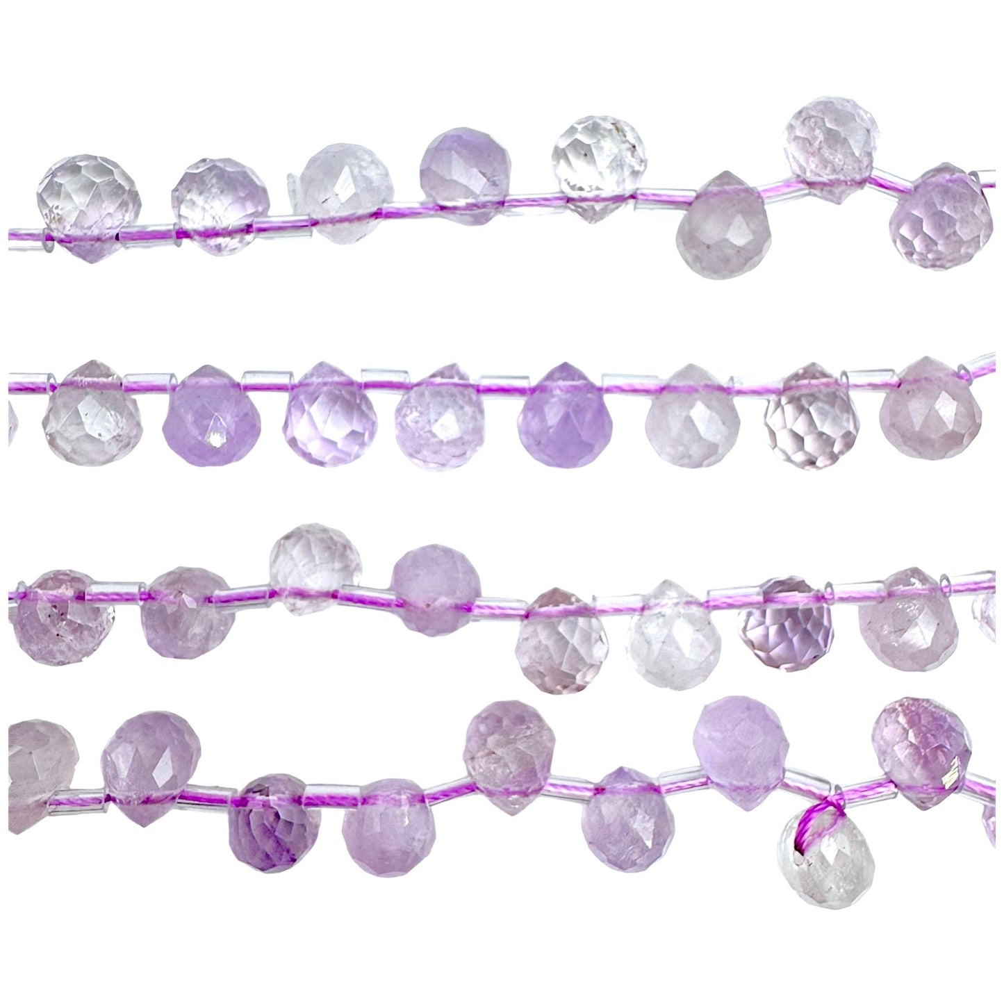 Fil améthyste lavande goutte facetté 8x10 mm - Foliesbijoux