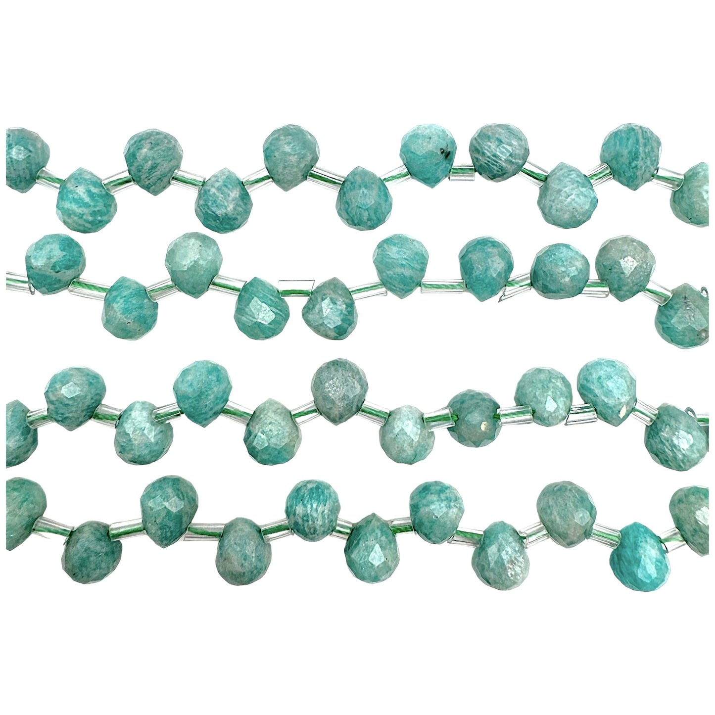 Fil Amazonite goutte facetté 8x10 mm - Foliesbijoux