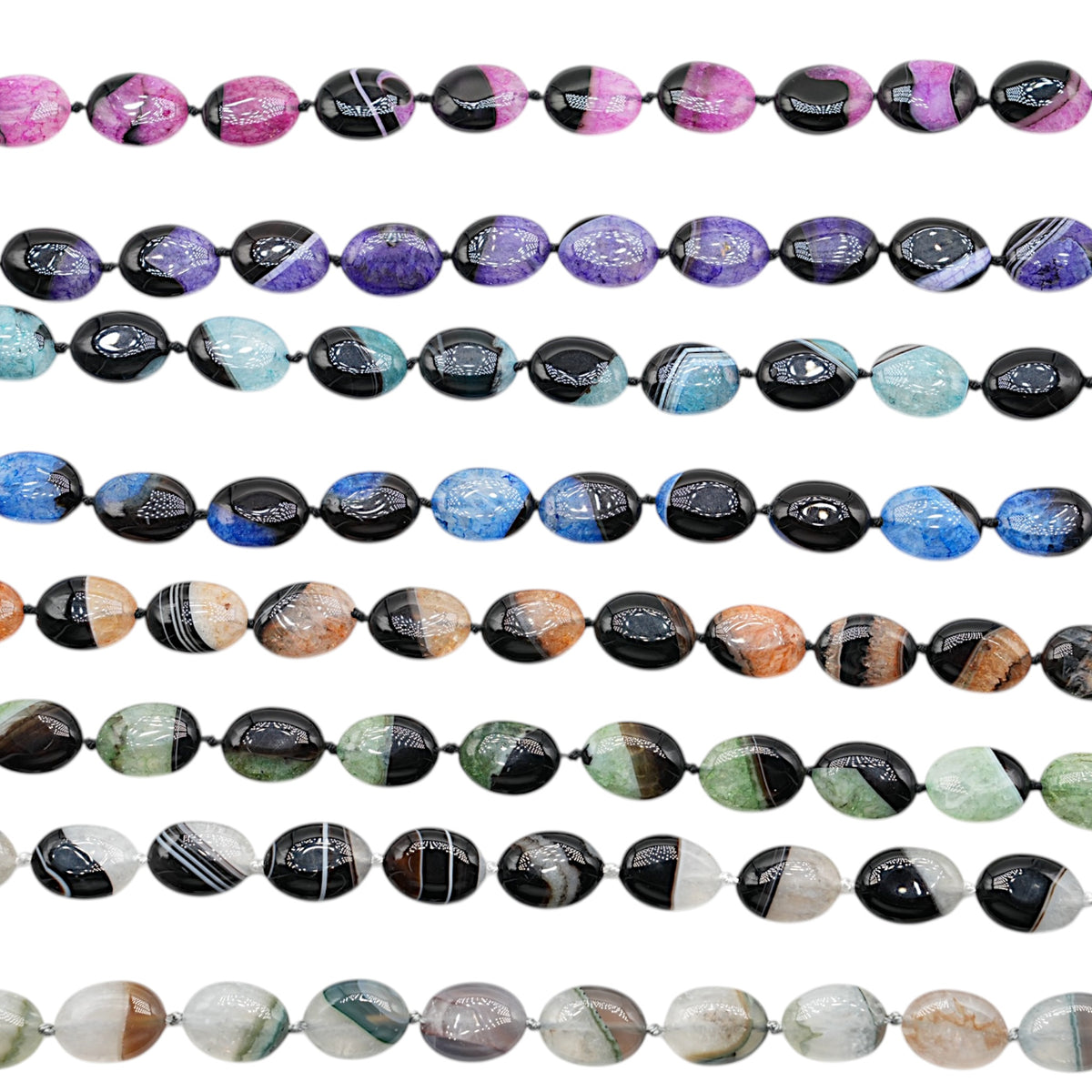 Fil de perles en Agate ovale 15x20 mm (8 pierres disponible)