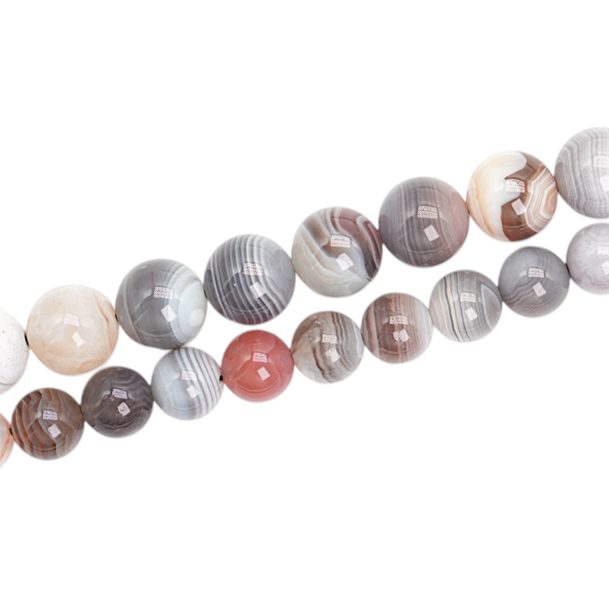 Fil de perle Agate Botswana rose