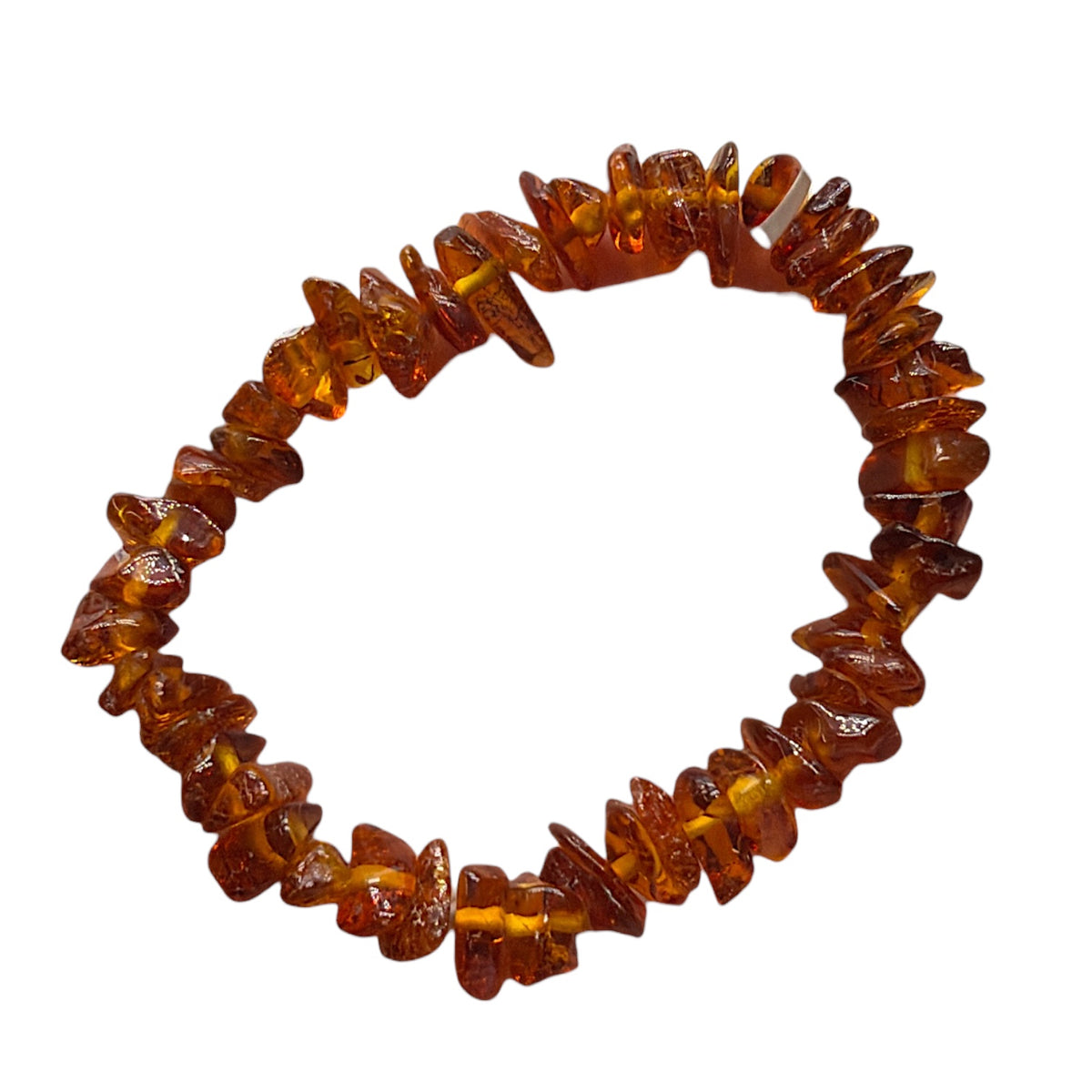 Bracelet chips ambre foncée adulte 5x8 mm (C5)