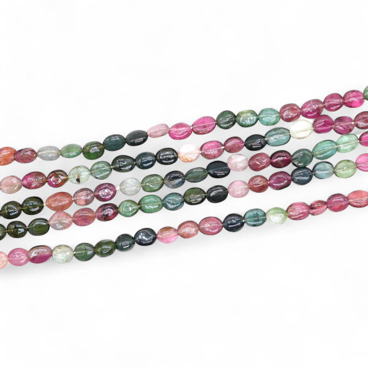 Fil de pierre tourmaline multicolore 7x5 mm ovale