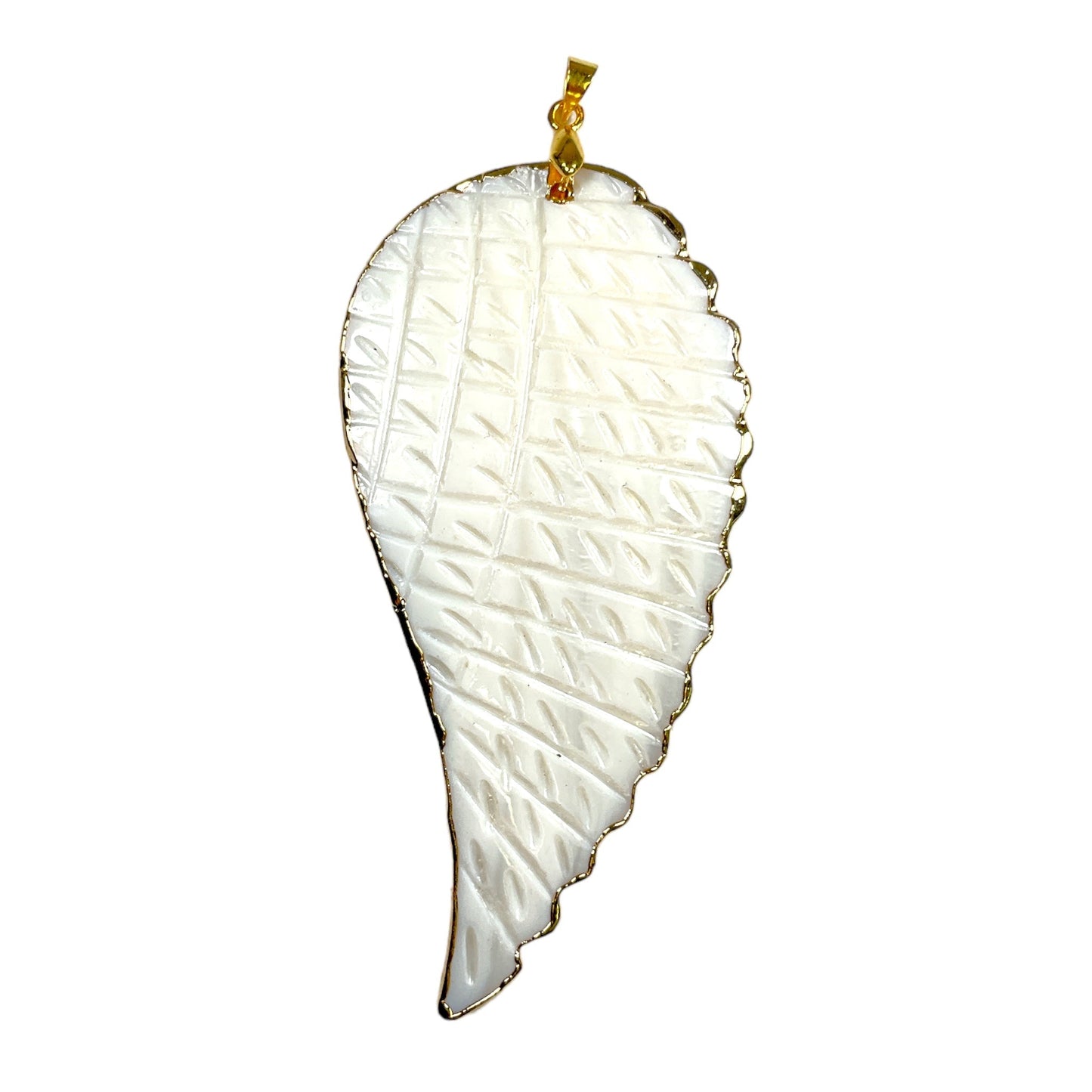 Pendentif grande aile en nacre blanche - Foliesbijoux