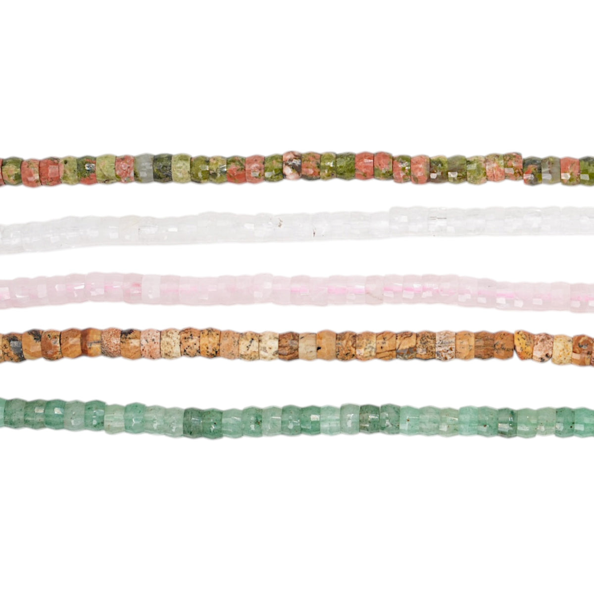 Fil de perles rondelle plate facettées 2x4 mm (5 pierres disponible)