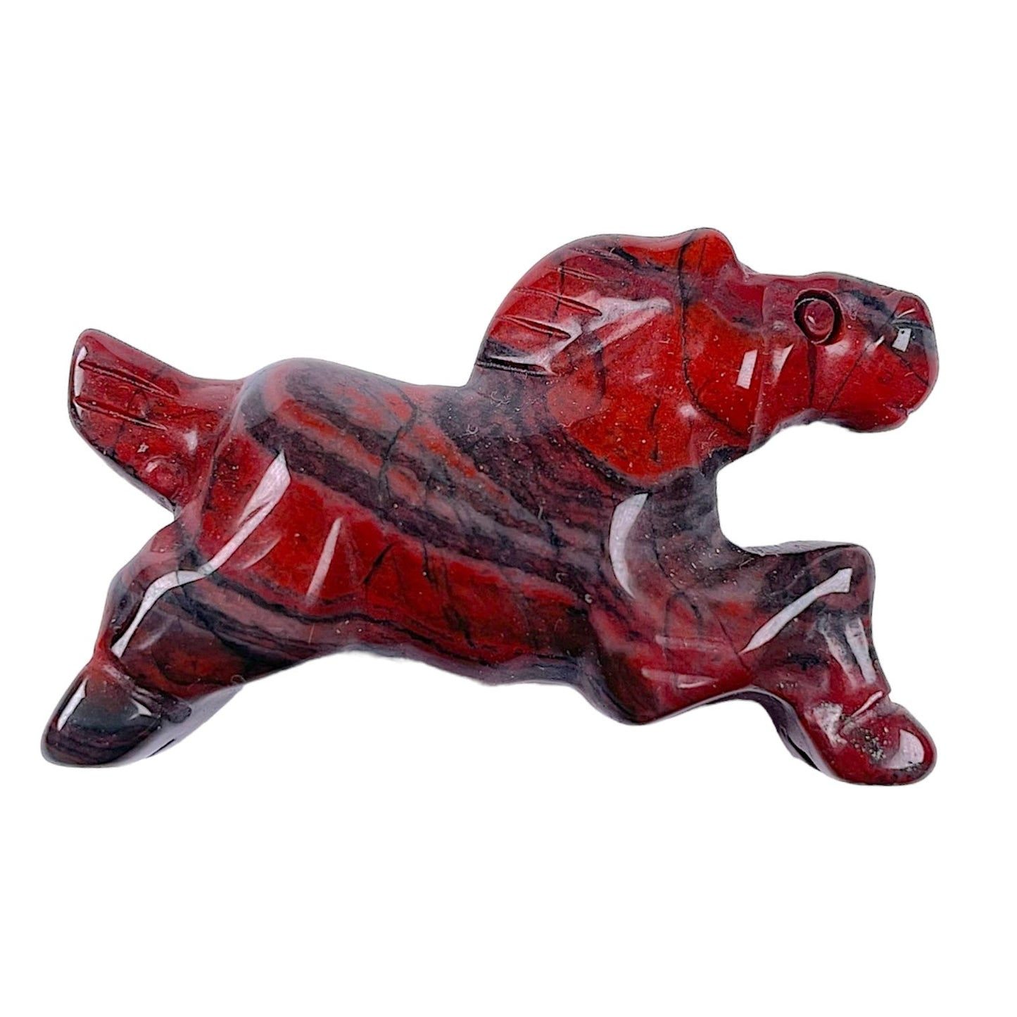 Figurine de cheval en Jaspe héliotrope - Foliesbijoux