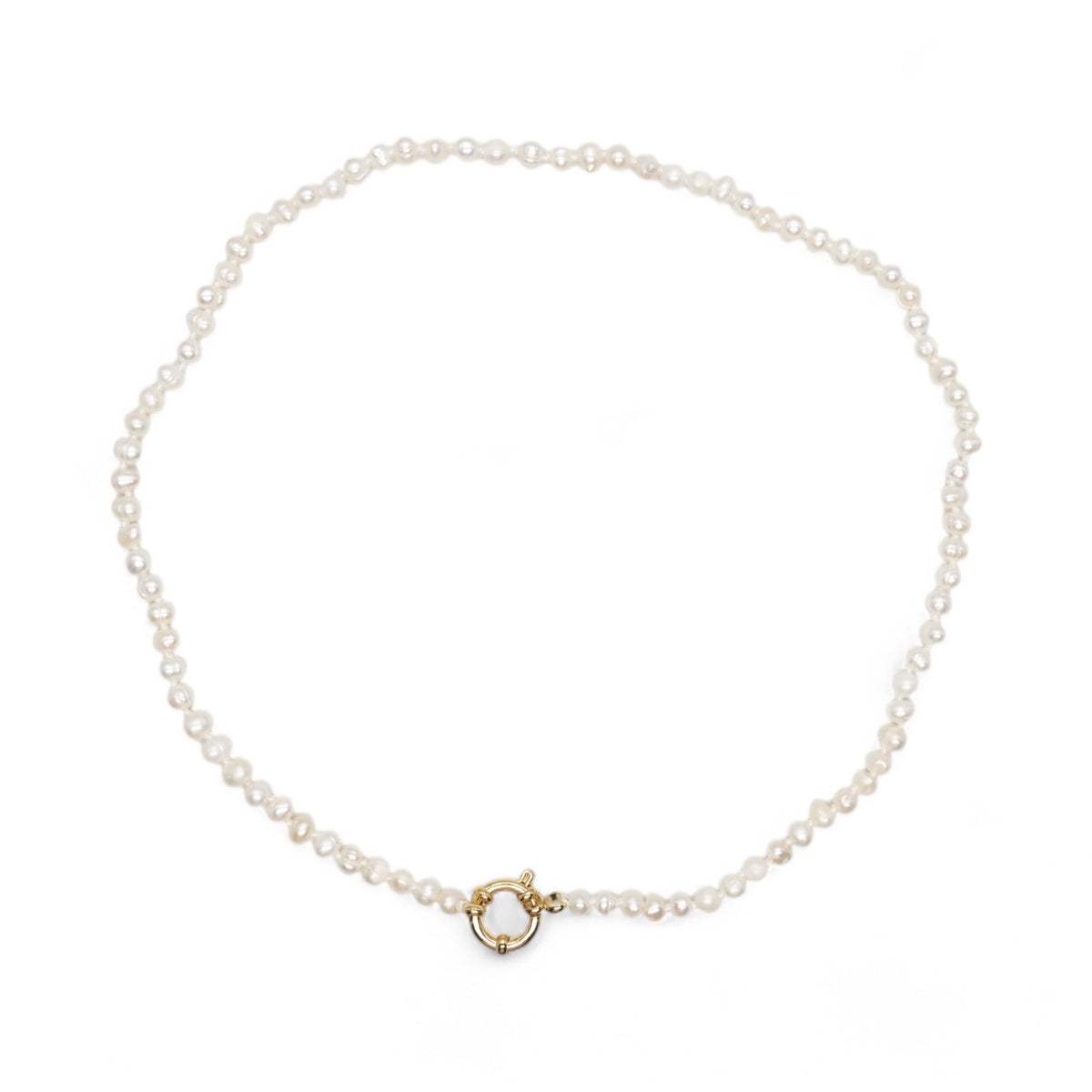Freshwater pearl necklace 4-4.5 mm, gold-plated steel buoy clasp number 7