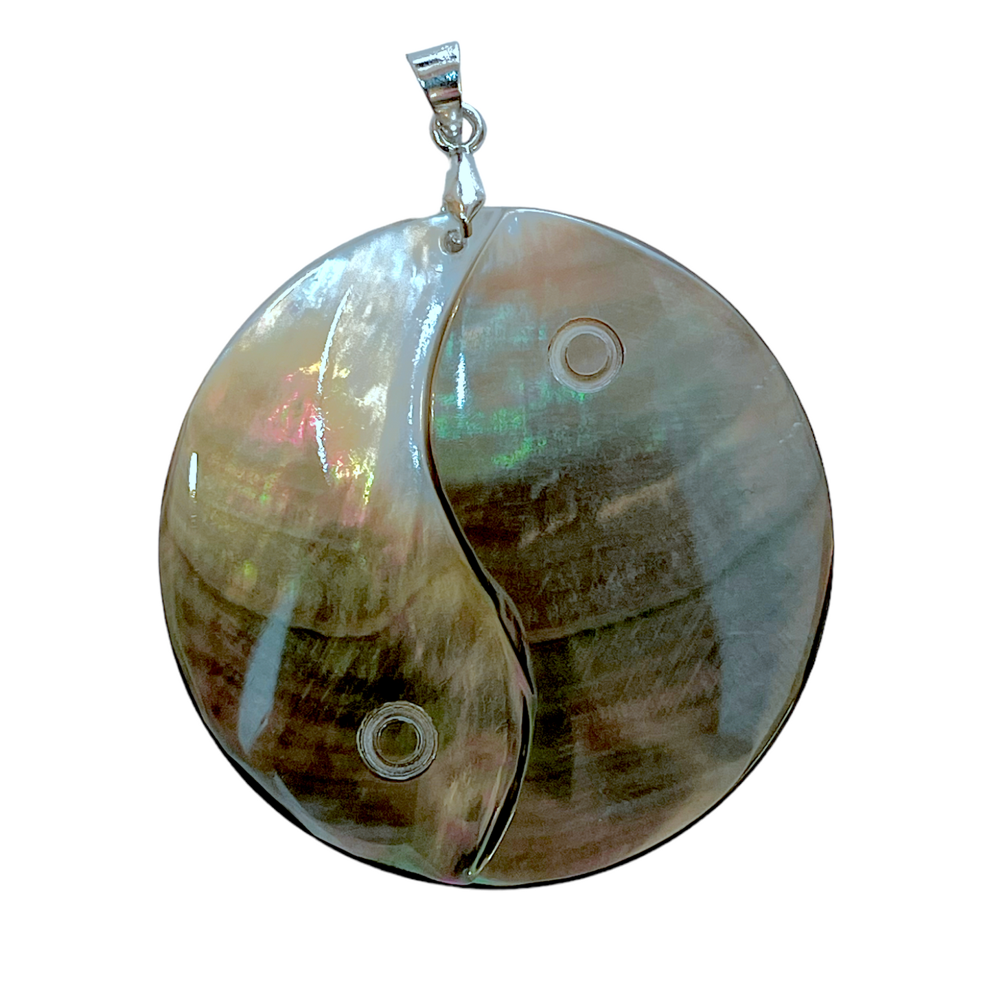 Pendentif yin yang en nacre d’abalone grise - Foliesbijoux