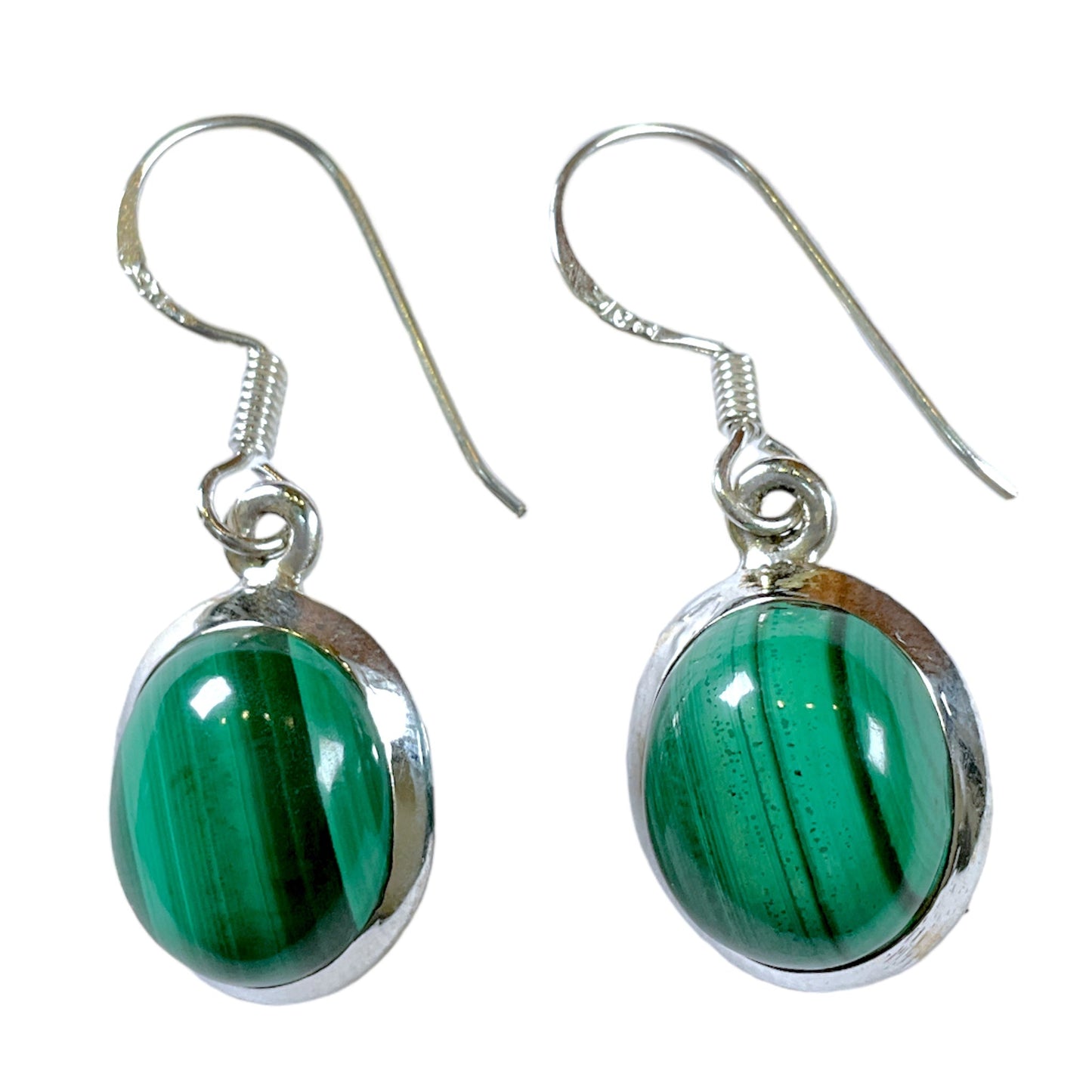 Boucle d'oreille en Argent 925 & malachite - Foliesbijoux