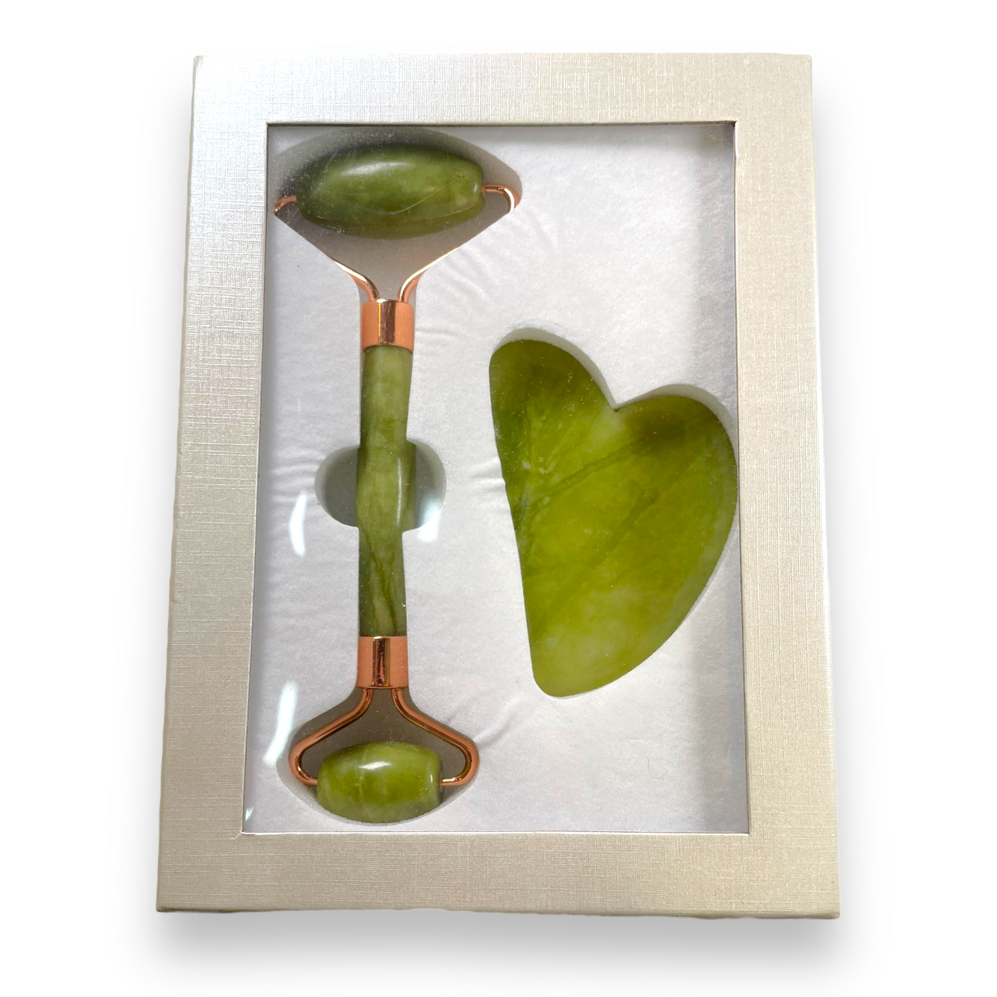 Coffret gua sha & rouleau de massage Jade de Thaïlande Anti inflammation/imperfection - Foliesbijoux