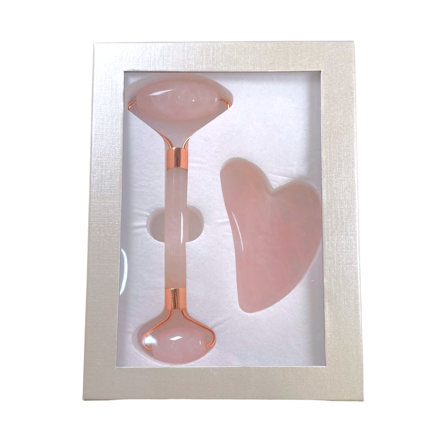 Coffret gua sha & rouleau massage quartz rose - Foliesbijoux