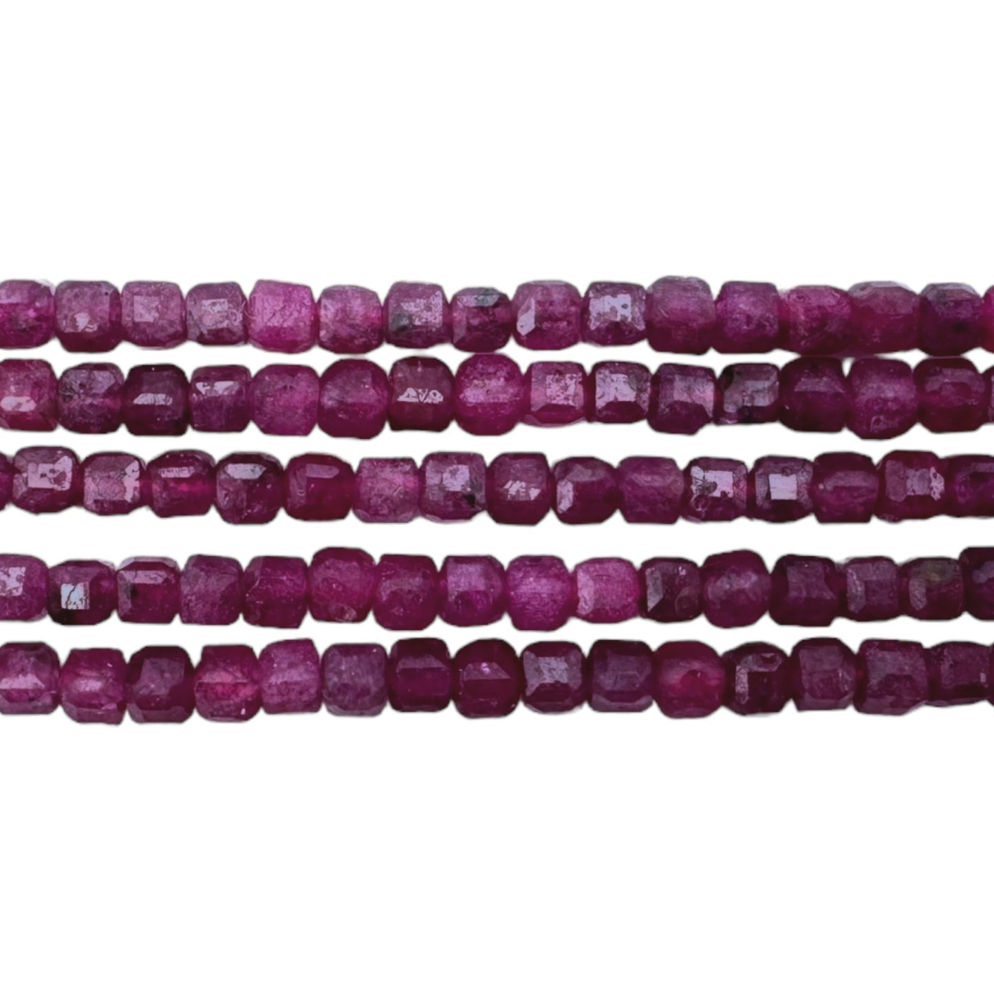 Fil de perles carrées facetté Rubis 2x2 mm - Foliesbijoux