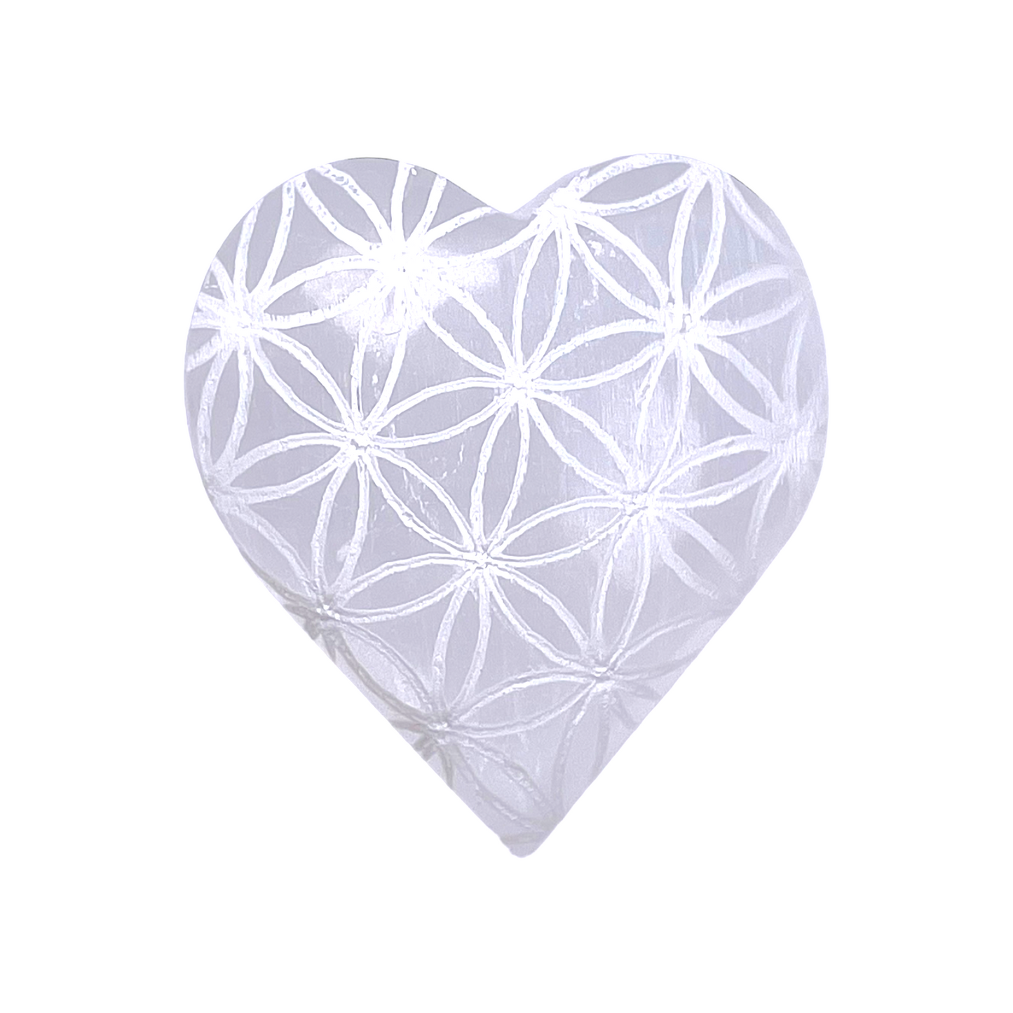 Coeur fleur de vie en sélénite - Foliesbijoux