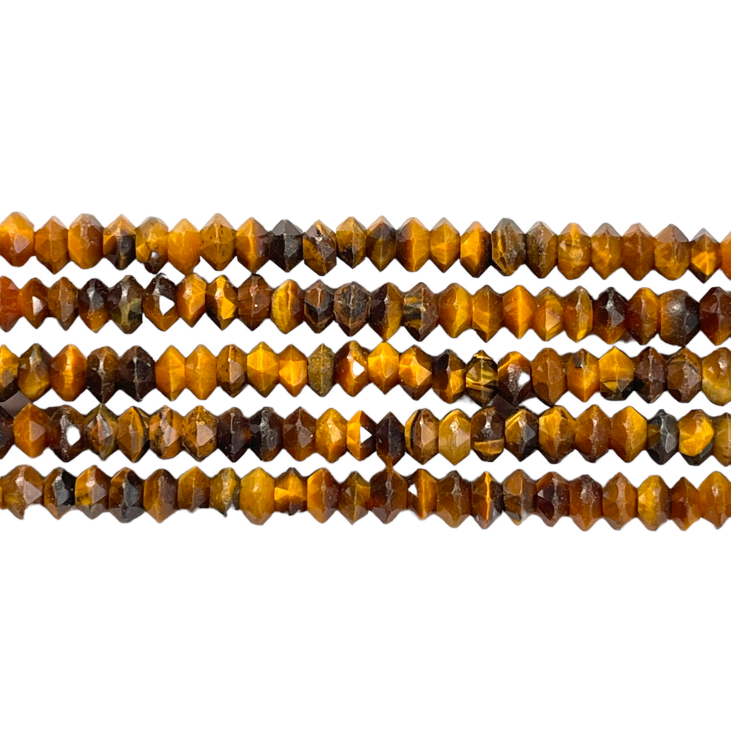 Fil de perles facettées oeil de tigre 2x3 mm - Foliesbijoux