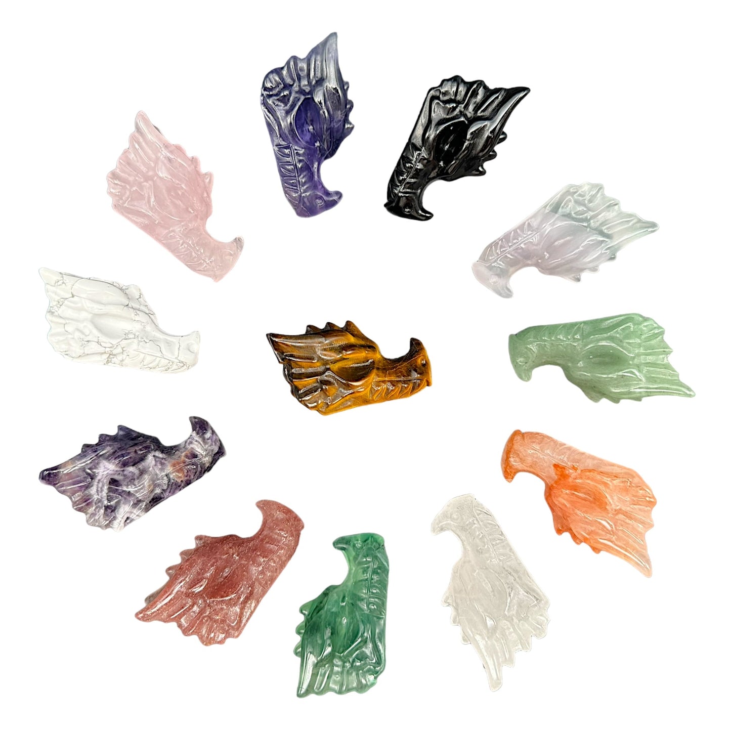 Figurine tete de dragon en Oeil de tigre - Foliesbijoux