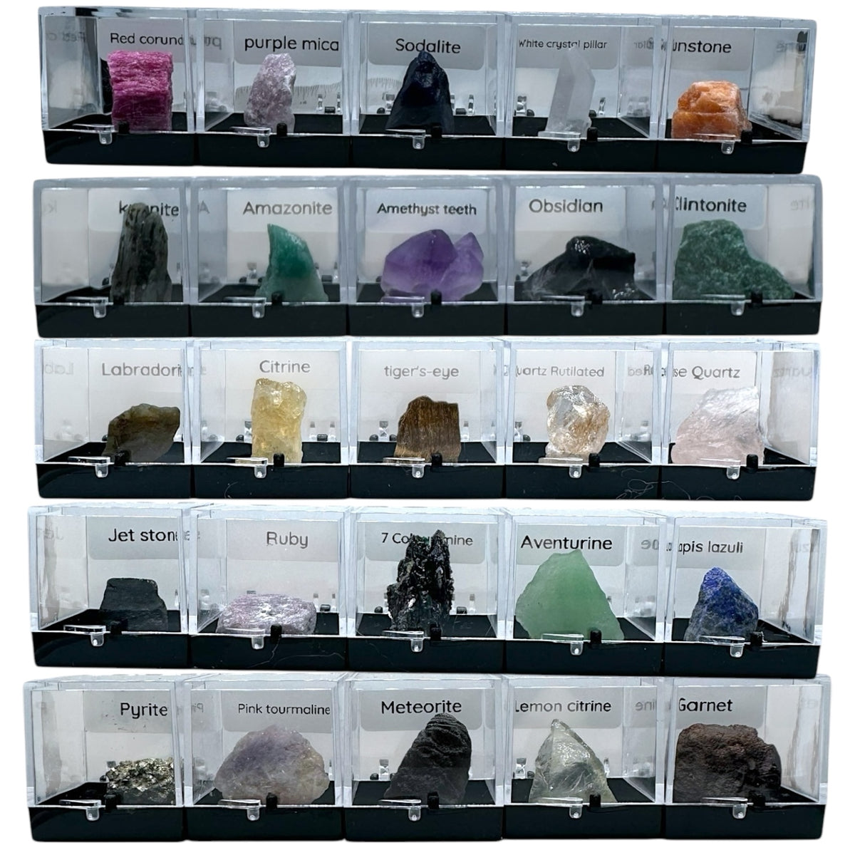 Boîte en plexiglass de 25 minéraux A+ - Foliesbijoux