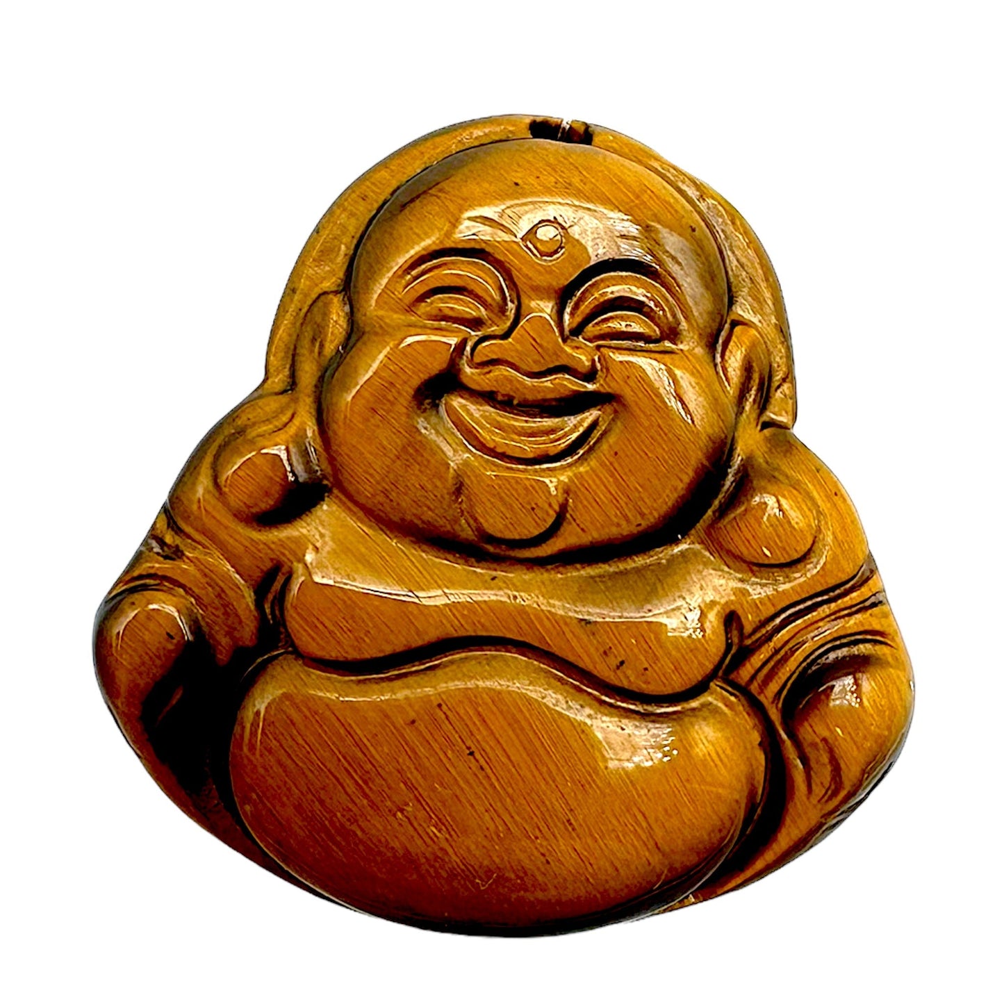 Pendentif plat oeil de tigre 3 cm x 3 cm percé devant #4 - Foliesbijoux