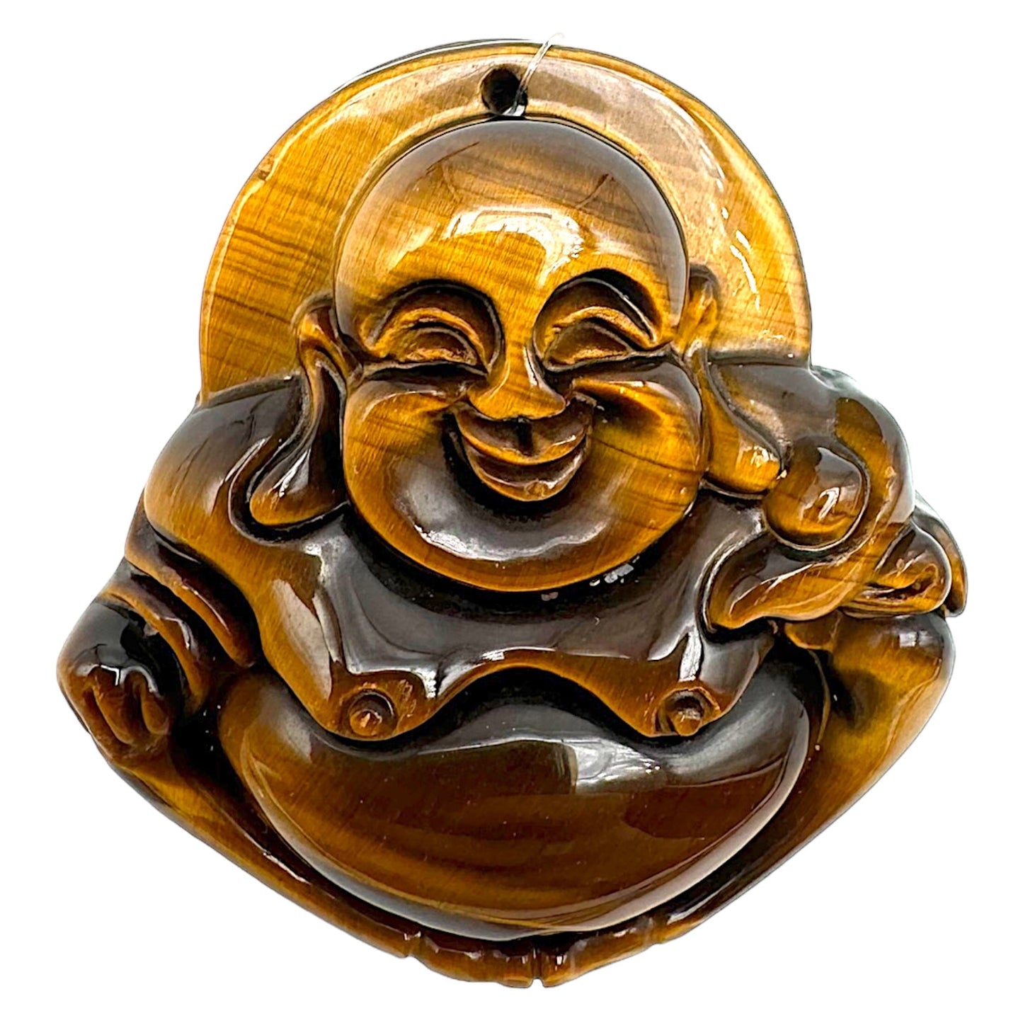 Pendentif plat oeil de tigre 4 cm x 4.5 cm percé devant #5 - Foliesbijoux