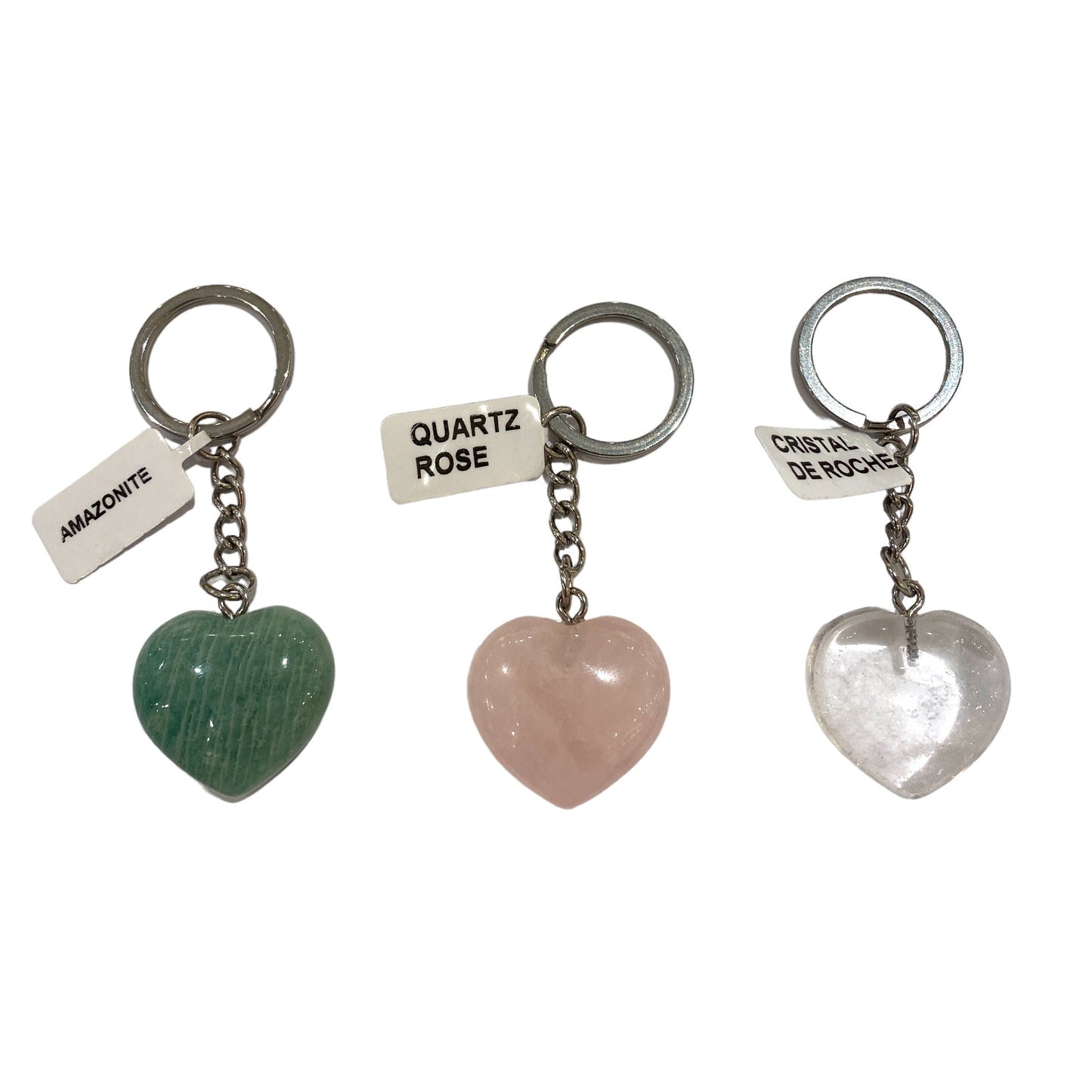 Porte-clés en forme coeur avec pierre naturelle - Foliesbijoux