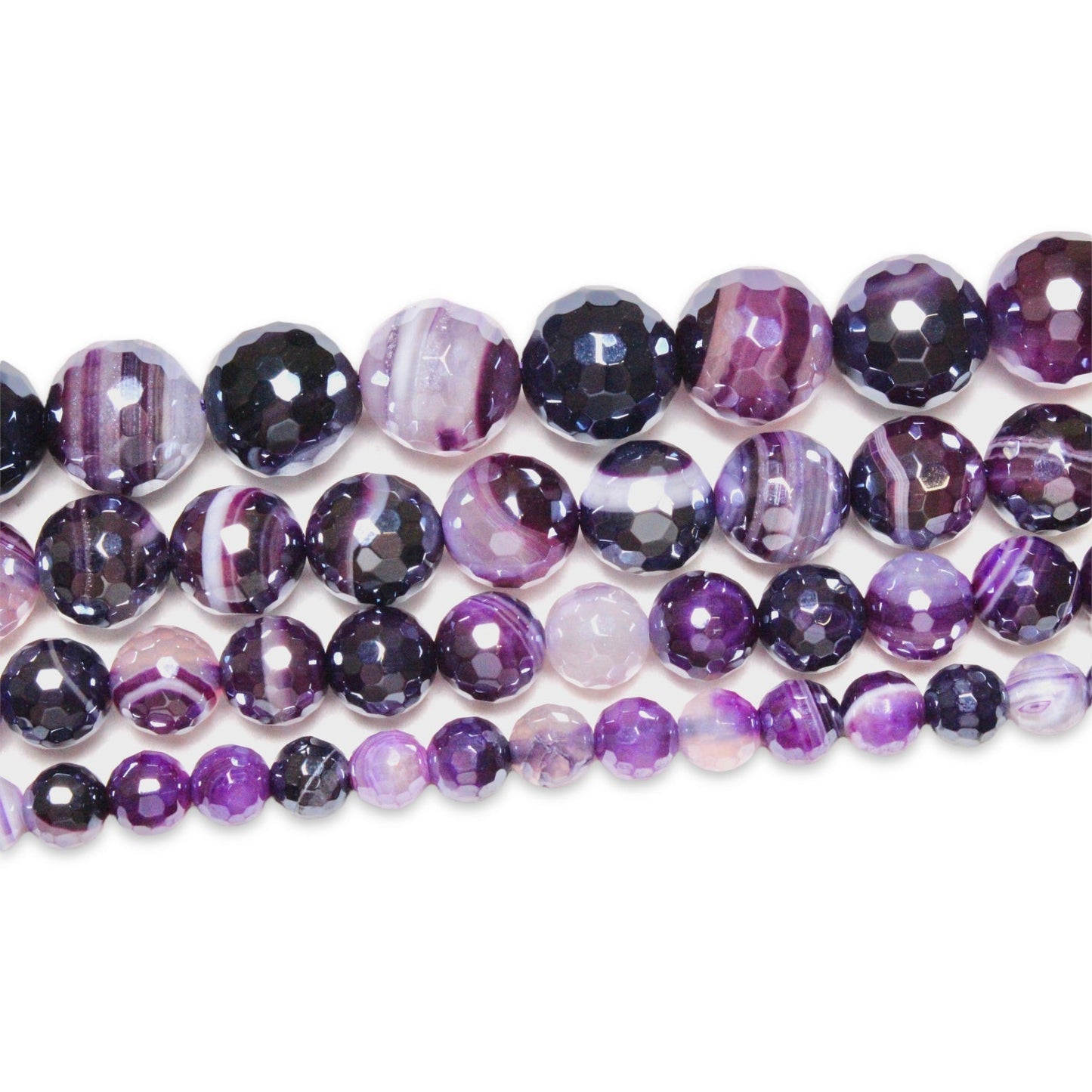 Fil de perles Agate facettée violet - Foliesbijoux